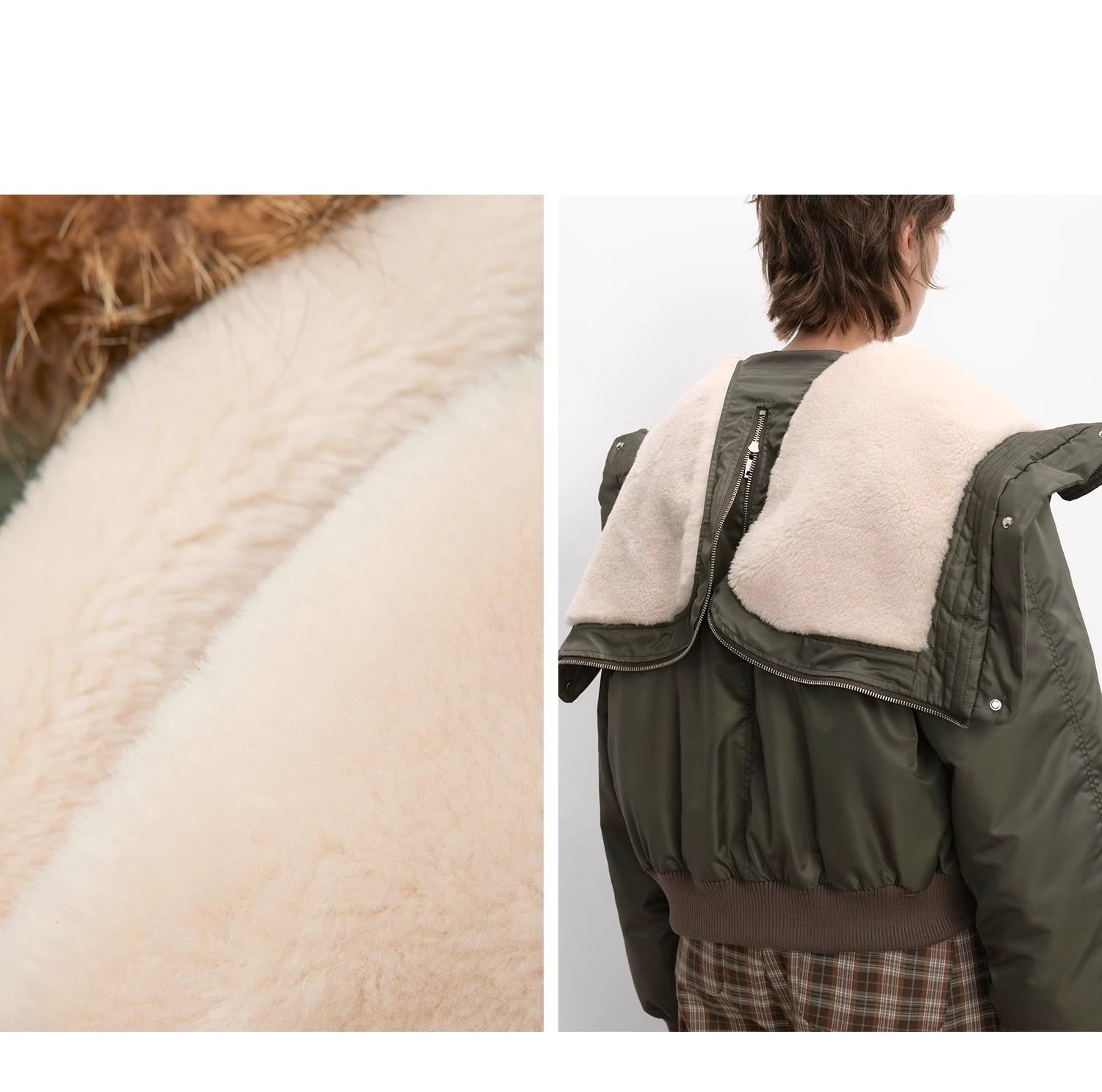 Large Hood, Raccoon Fur Collar Style Style Jacket