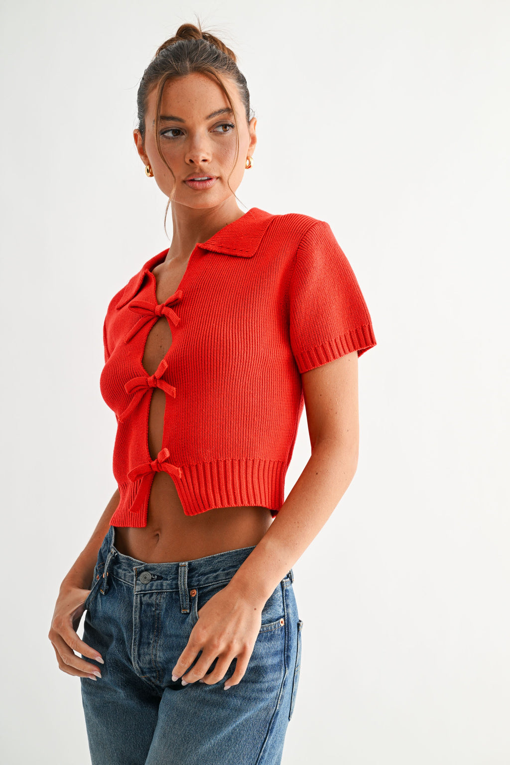 Bow-tie Front Knit Top