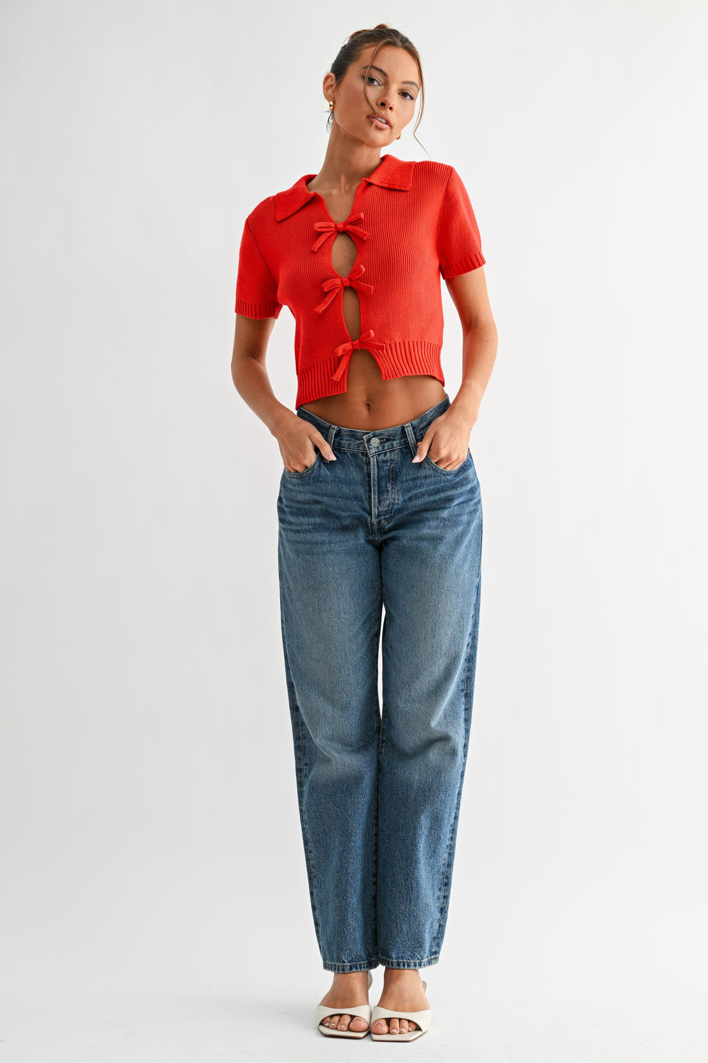 Bow-tie Front Knit Top