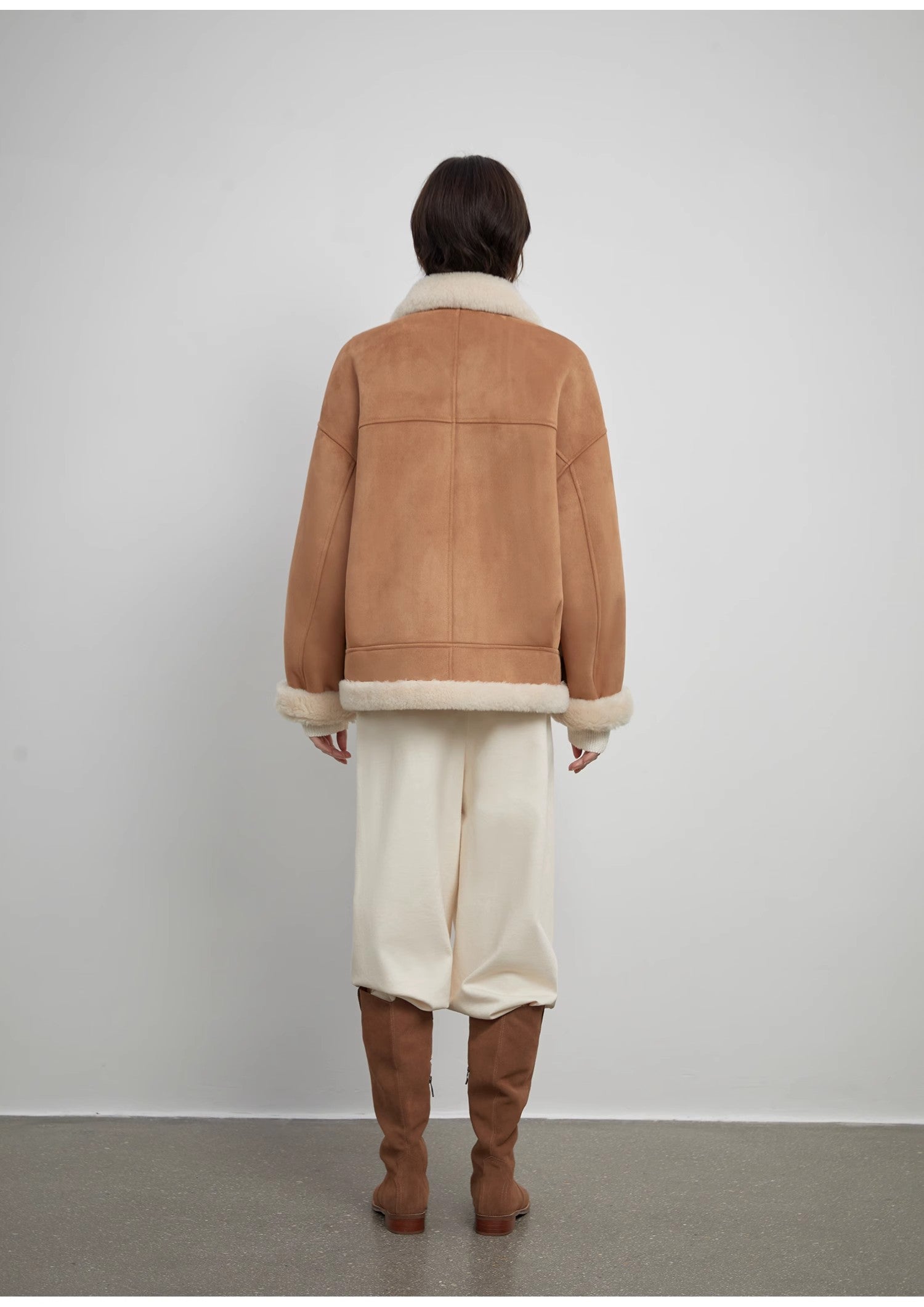 “Shepherds” Biker Wool-Suede Shearling Coat