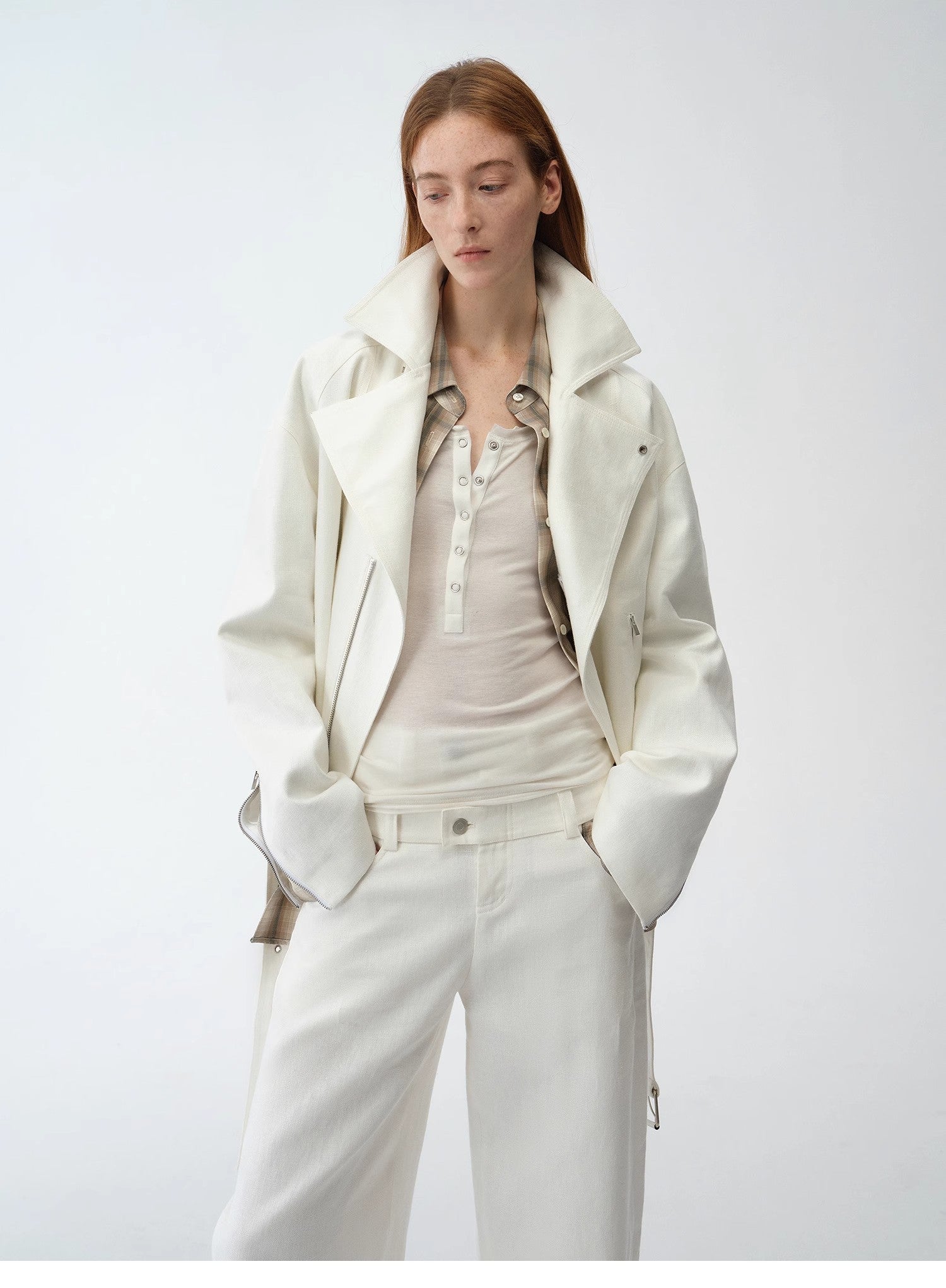 "Modern Past" Linen Draped Trapezoidal Jacket