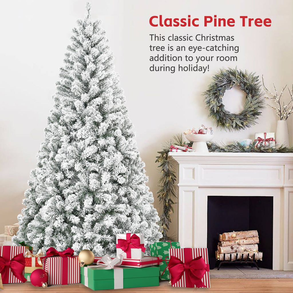 4ft Flocked Christmas Tree – Snowy White PVC Artificial Tree with 233 Tips and Sturdy Metal Stand, Compact Full Design for Small Spaces