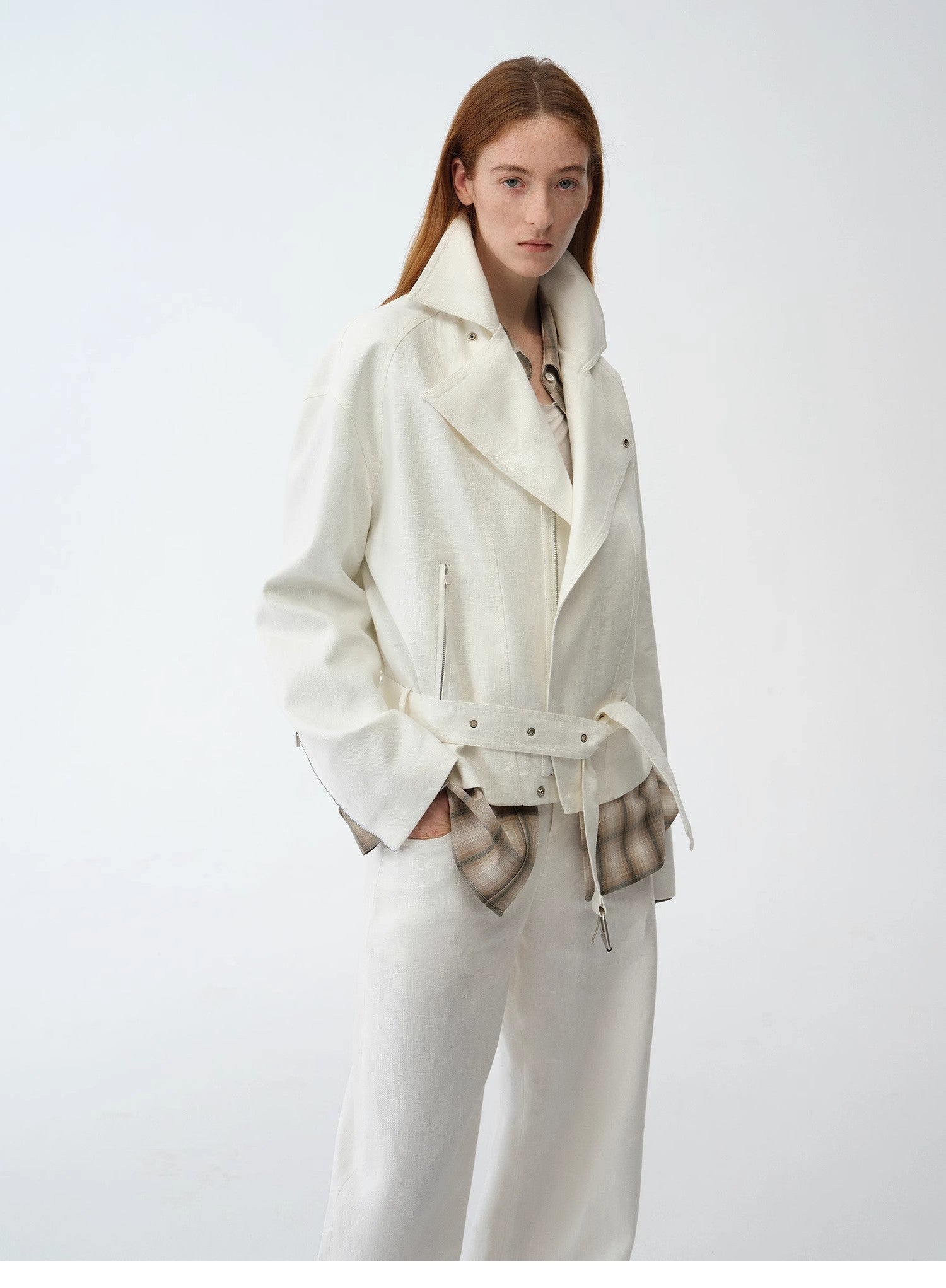 "Modern Past" Linen Draped Trapezoidal Jacket