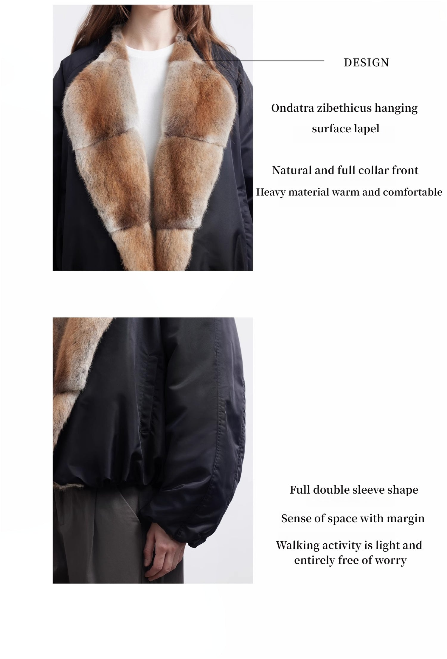 “Hull Contract” Colorblocked Mink-Lapel Parka