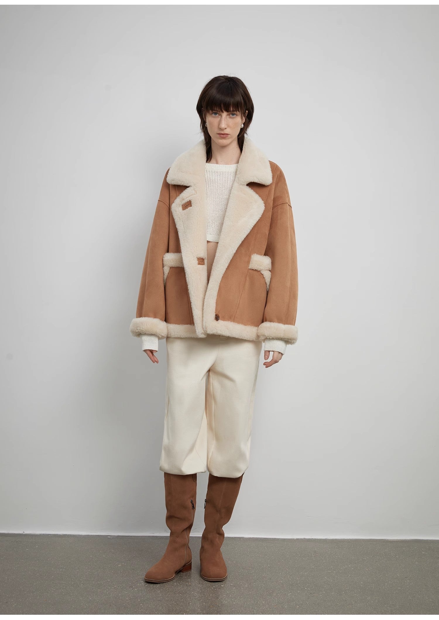 “Shepherds” Biker Wool-Suede Shearling Coat