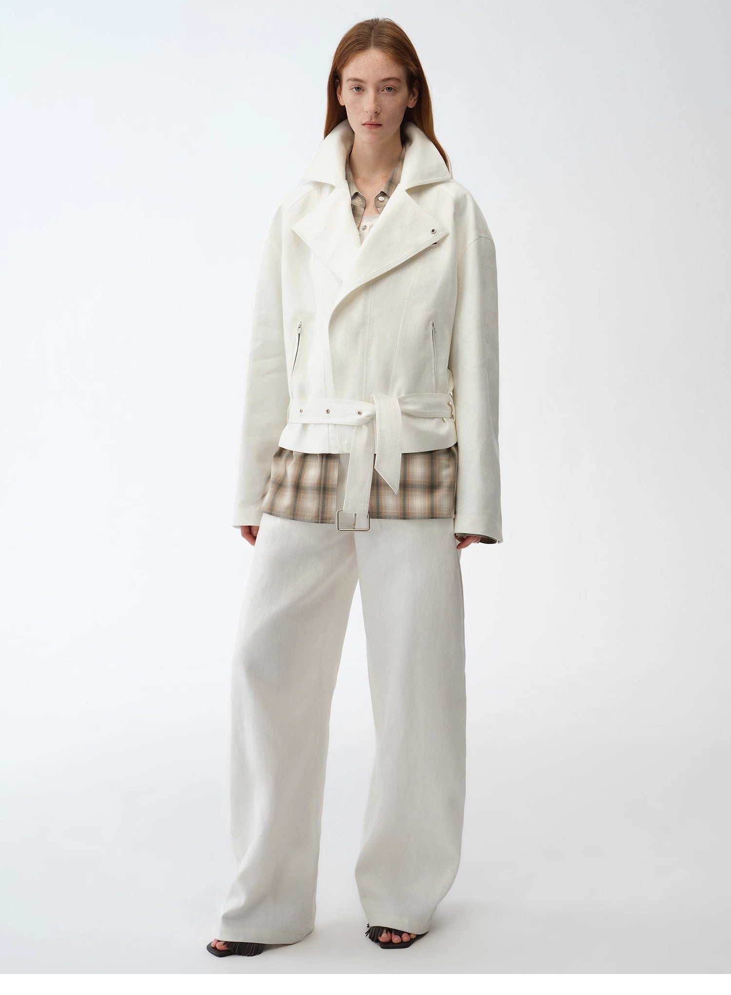 "Modern Past" Linen Draped Trapezoidal Jacket