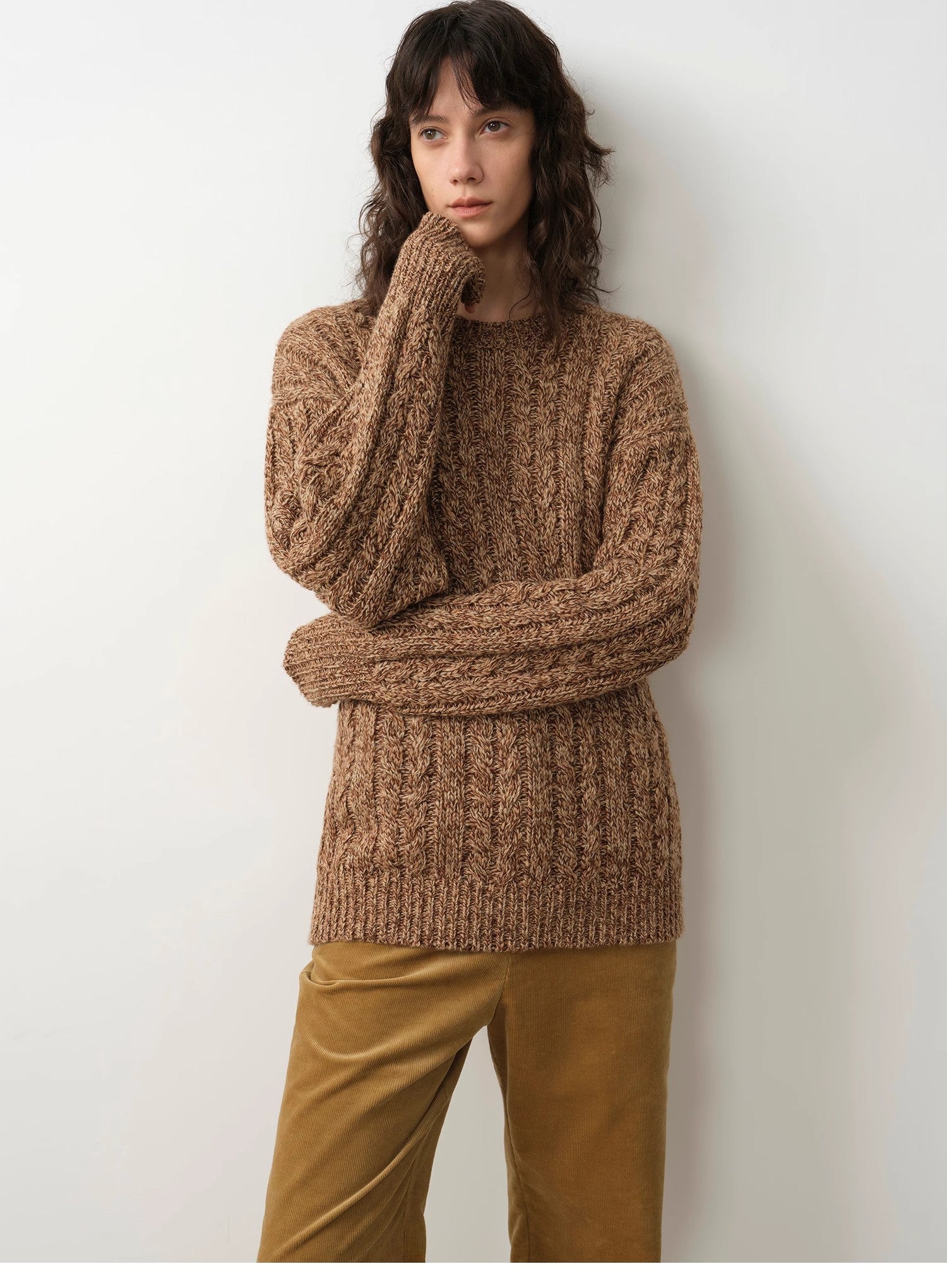 "Thousand Islands Forest Club" Wool Blend Wide Shoulder Sweater