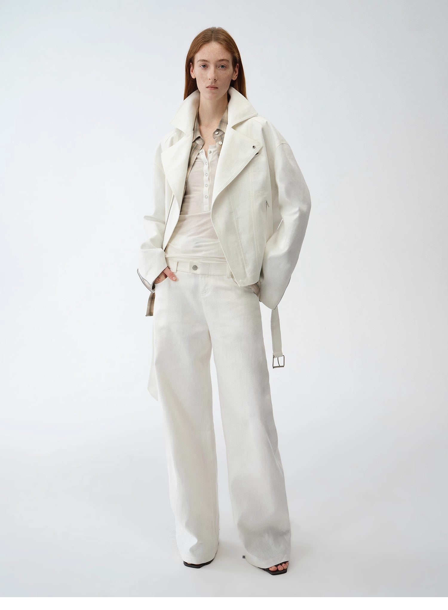 "Modern Past" Linen Draped Trapezoidal Jacket