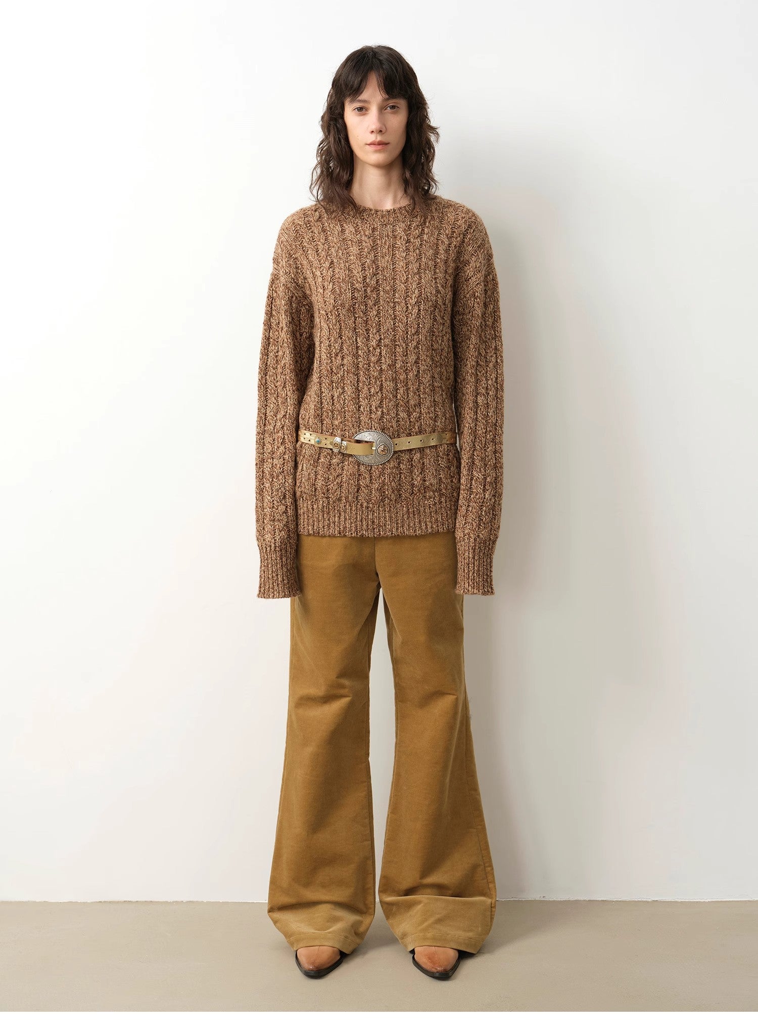 "Thousand Islands Forest Club" Wool Blend Wide Shoulder Sweater