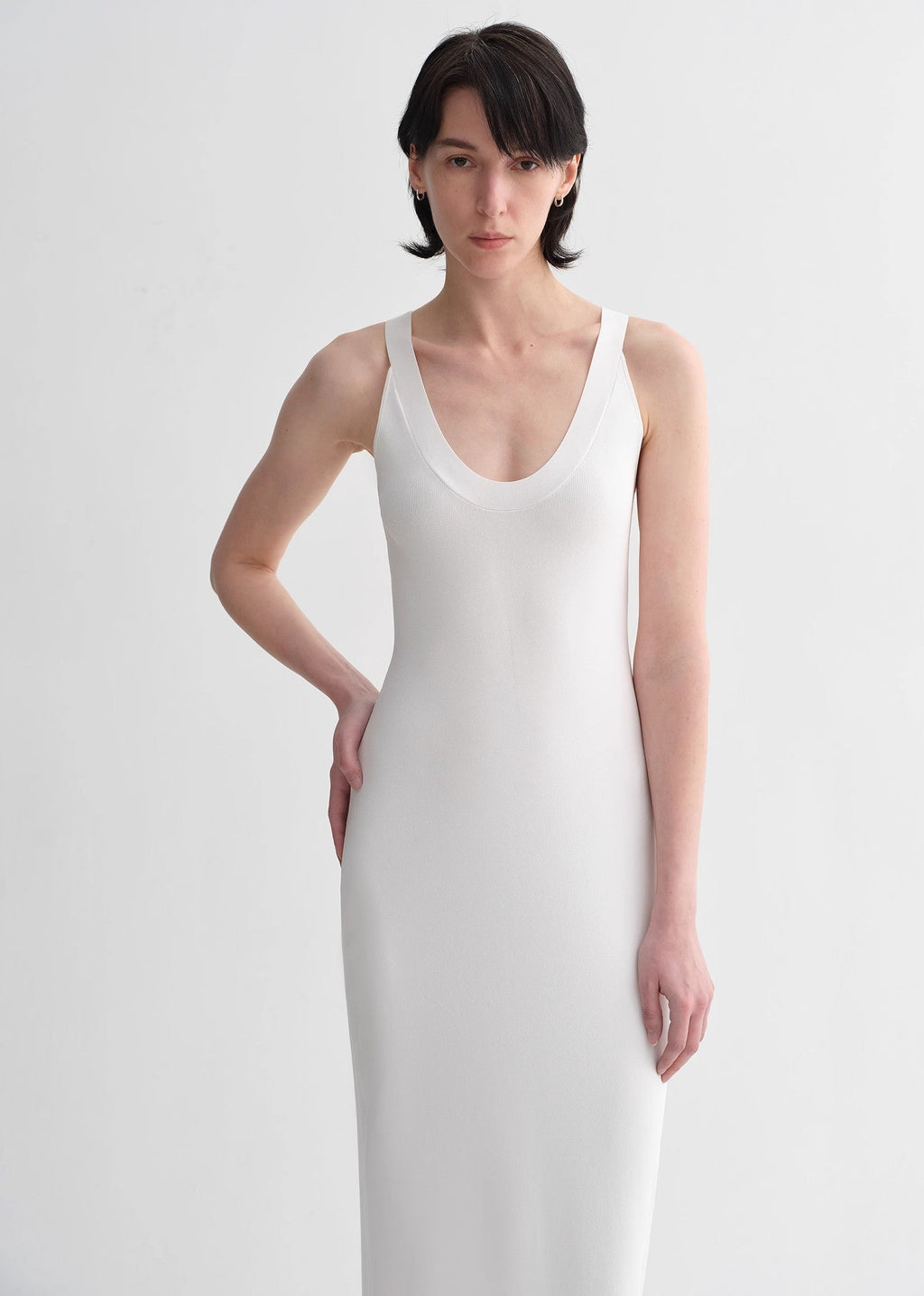 Silk Blended U-Neck Dress