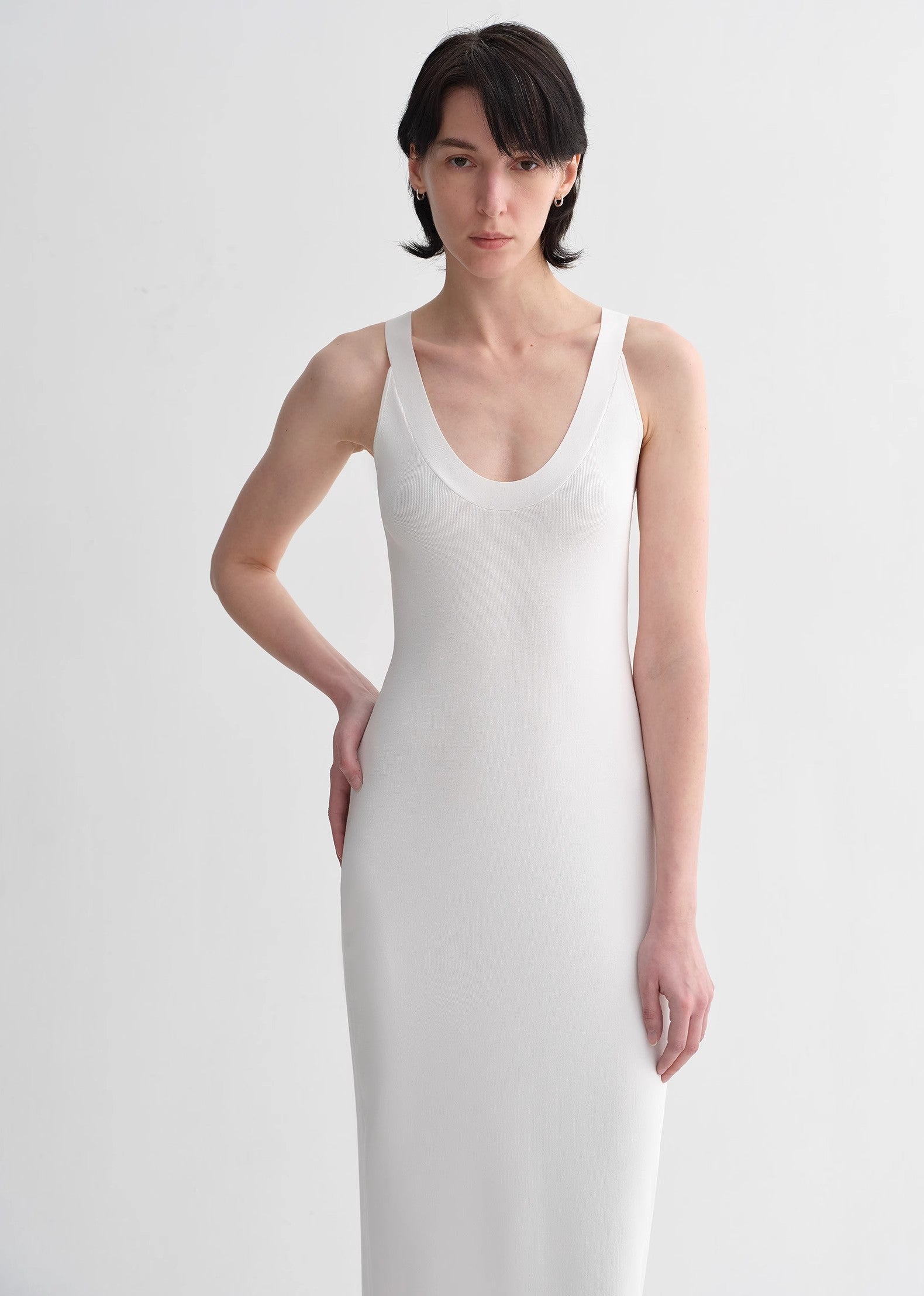 Silk Blended U-Neck Dress
