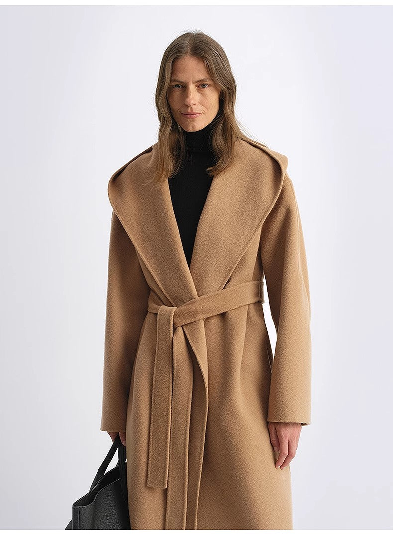 "Magic World" Hooded Cashmere Australian Wool Double-Faced Wool Coat