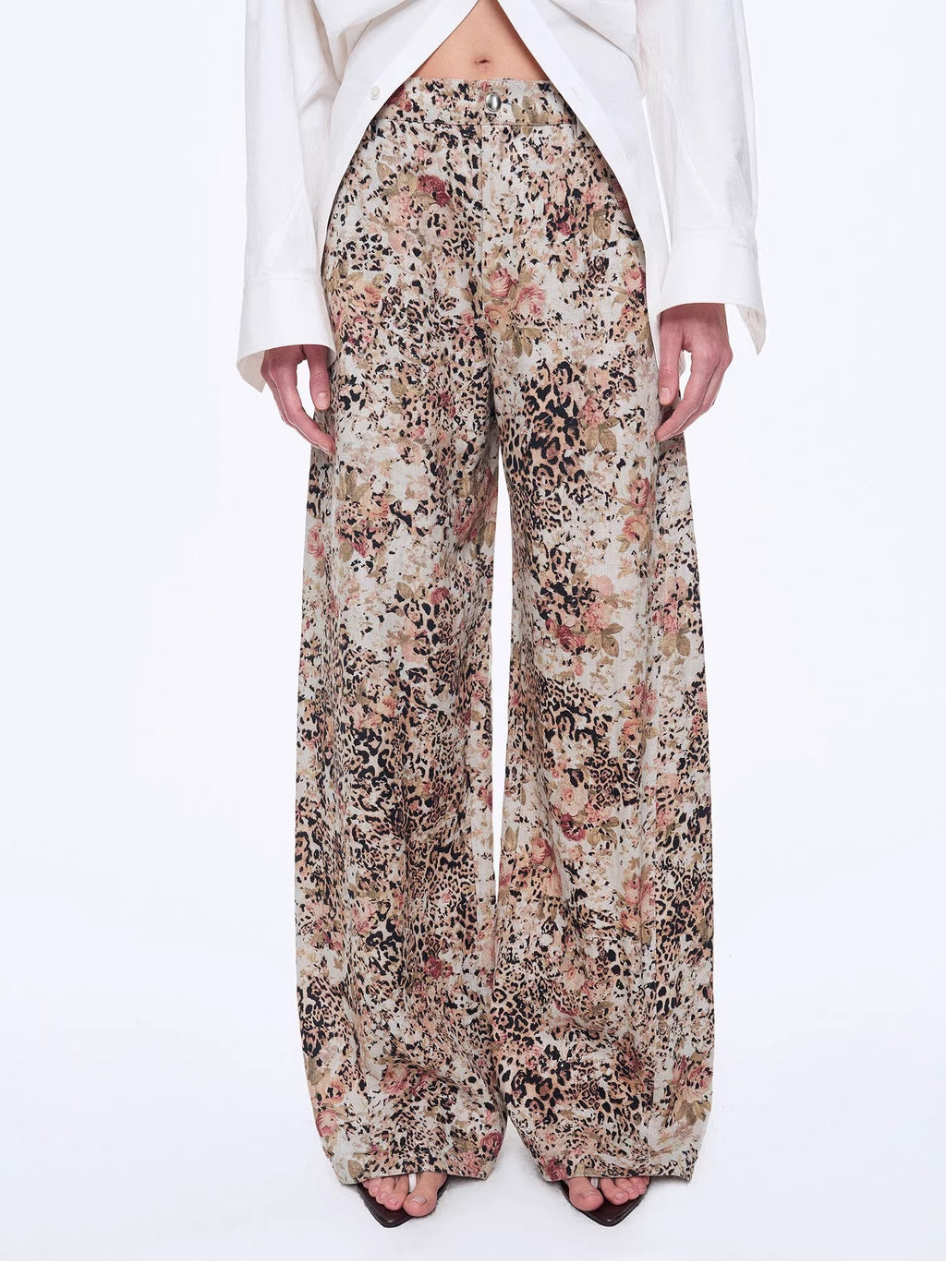 Leopard Floral Blend Linen Pants