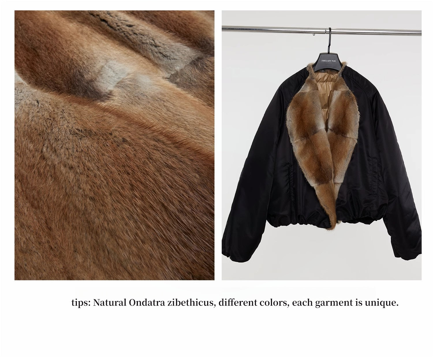 “Hull Contract” Colorblocked Mink-Lapel Parka