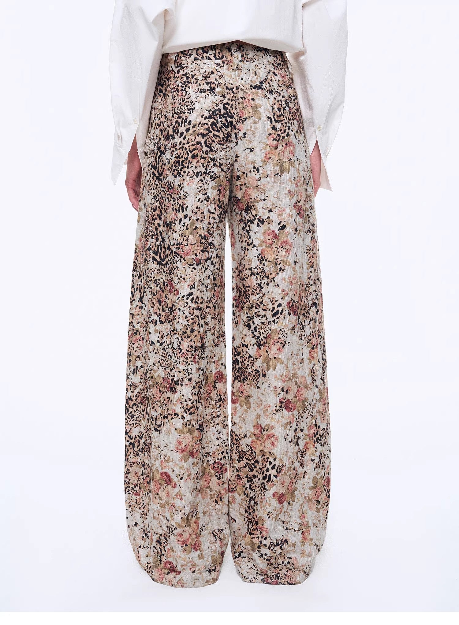 Leopard Floral Blend Linen Pants