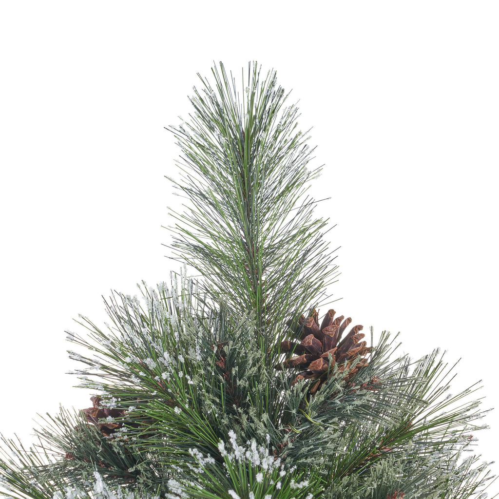 7ft Cashmere & Snow Bristle Mixed Christmas Tree with 75 Pine Cones – 1233 Tips, Full 59” Width, Realistic Artificial Holiday Tree with Metal Stand