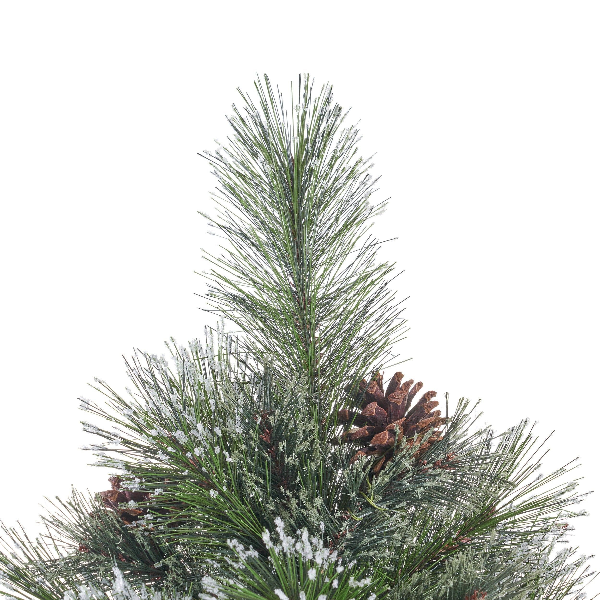 7ft Cashmere & Snow Bristle Mixed Christmas Tree with 75 Pine Cones – 1233 Tips, Full 59” Width, Realistic Artificial Holiday Tree with Metal Stand
