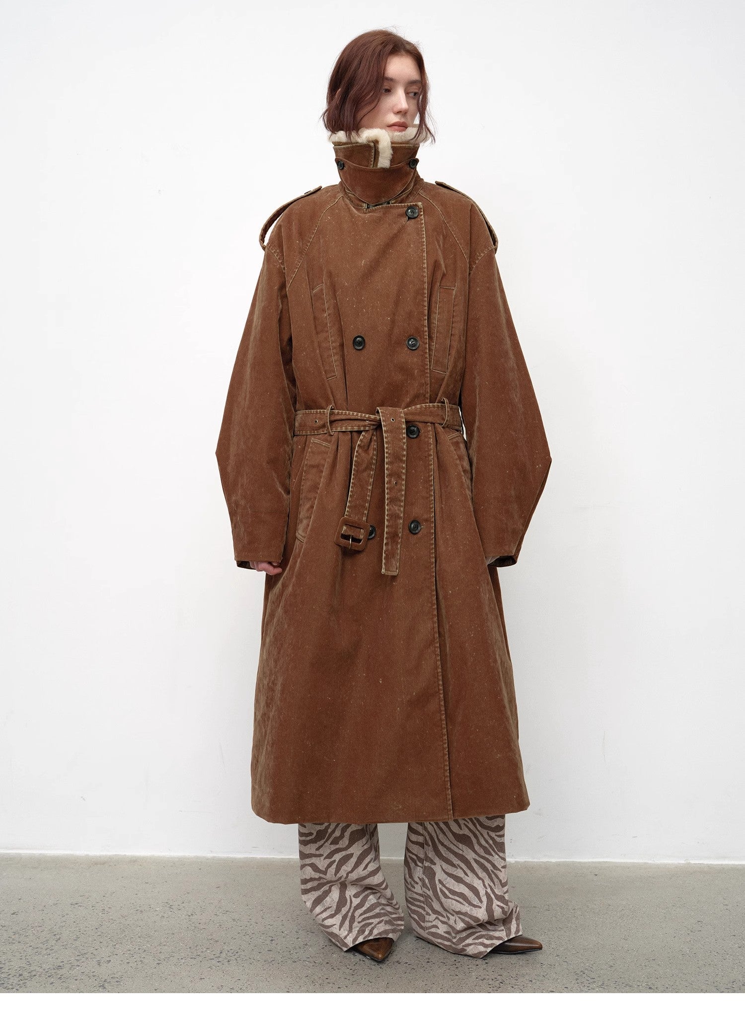 "Windbreaker and Winter" Detachable Wool Lapel Long  Parka