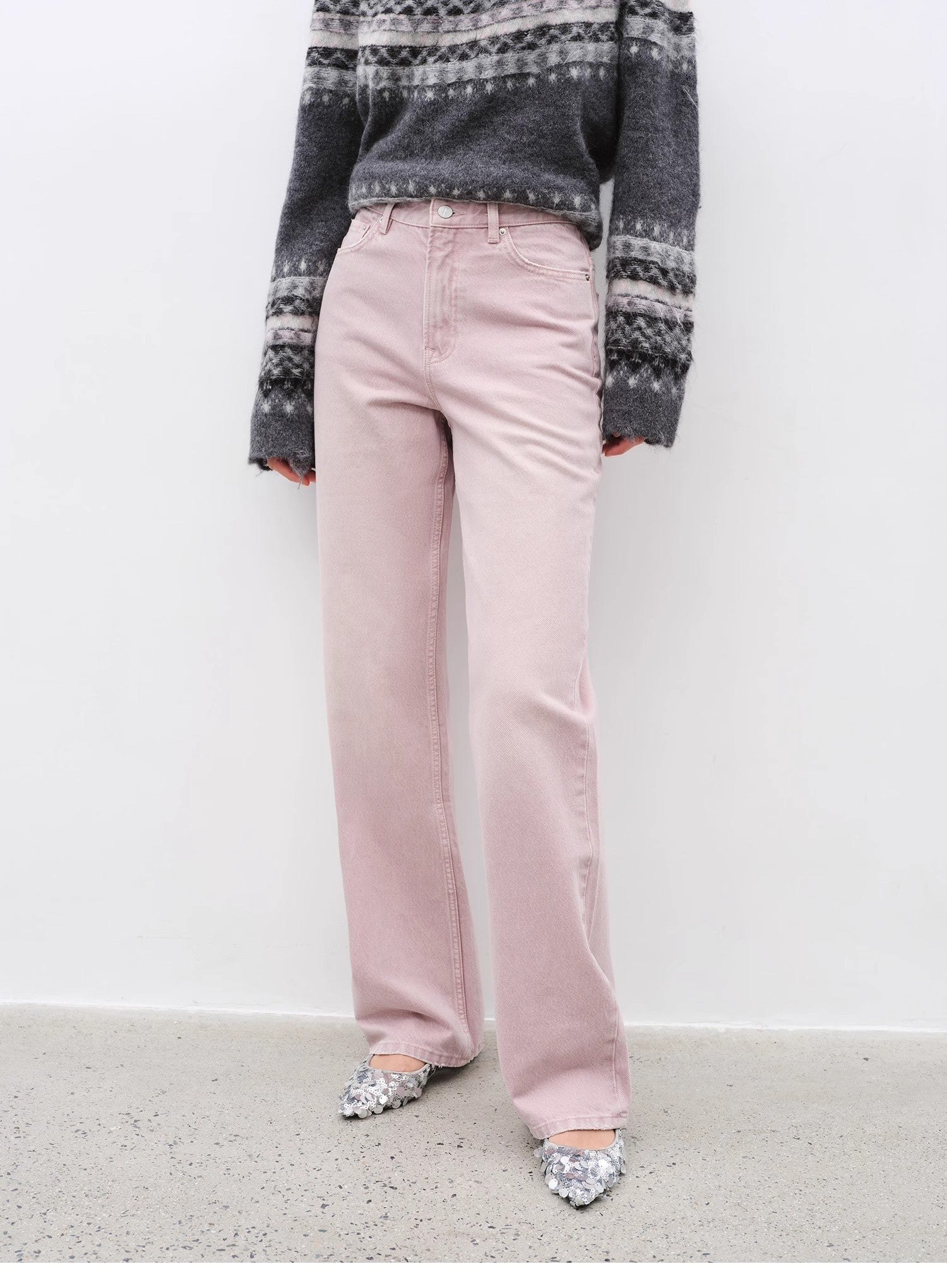 "Active Street" Retro Pink Straight Jeans
