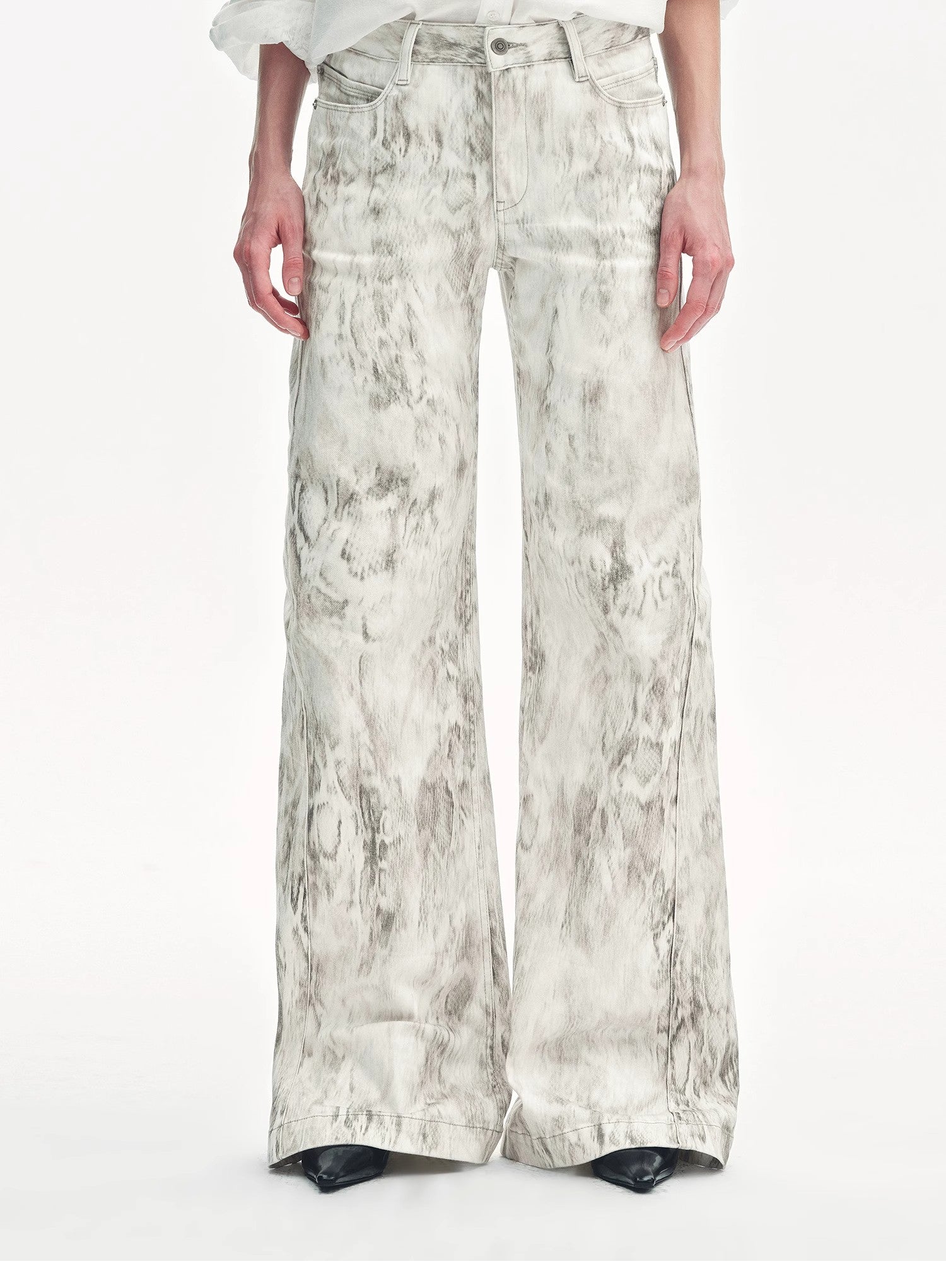 "Phantom" Snake Print Flared Denim