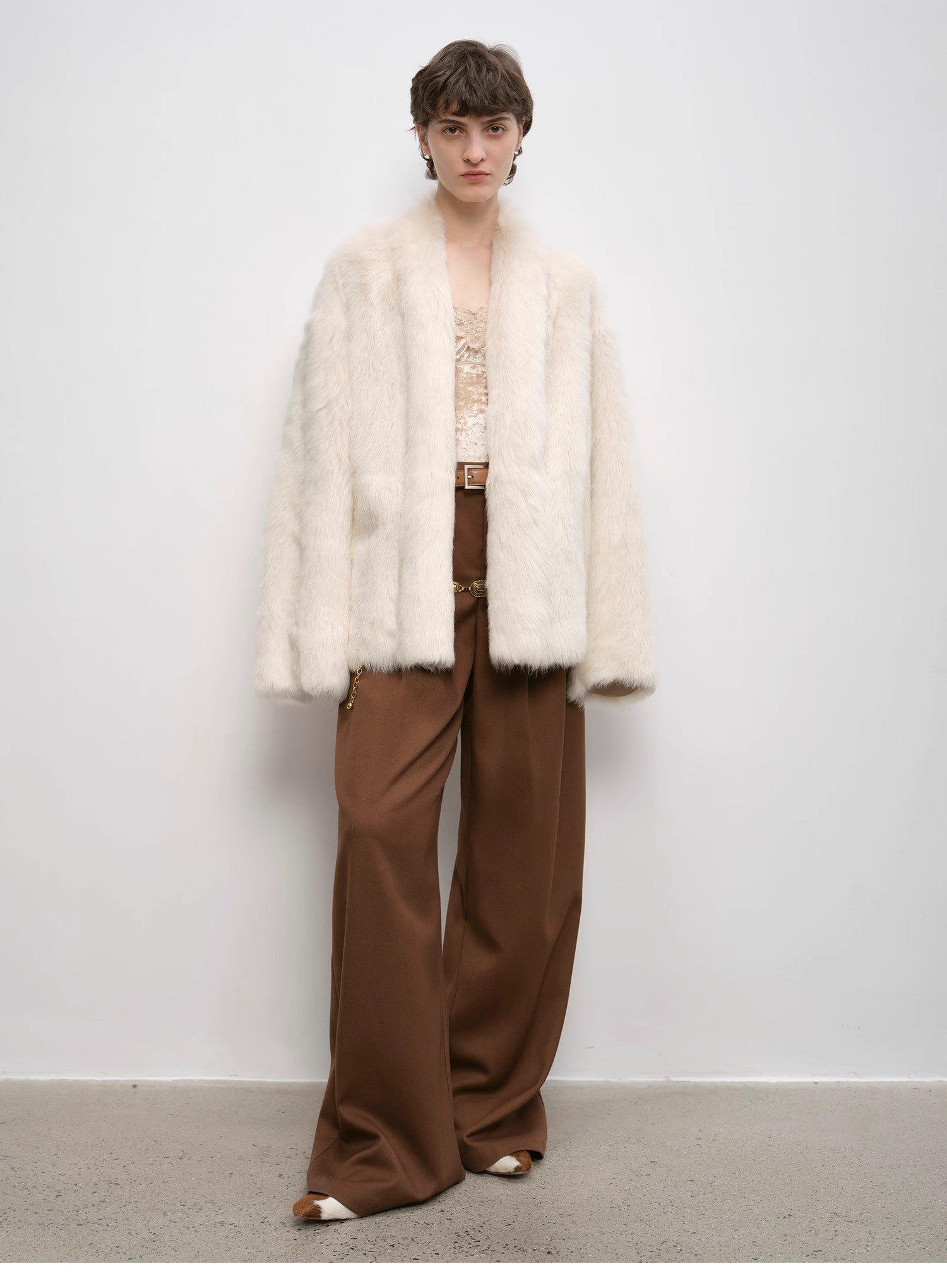 "Winter Love Island" Long Hanging Straight Collar Tuscan Fur Coat