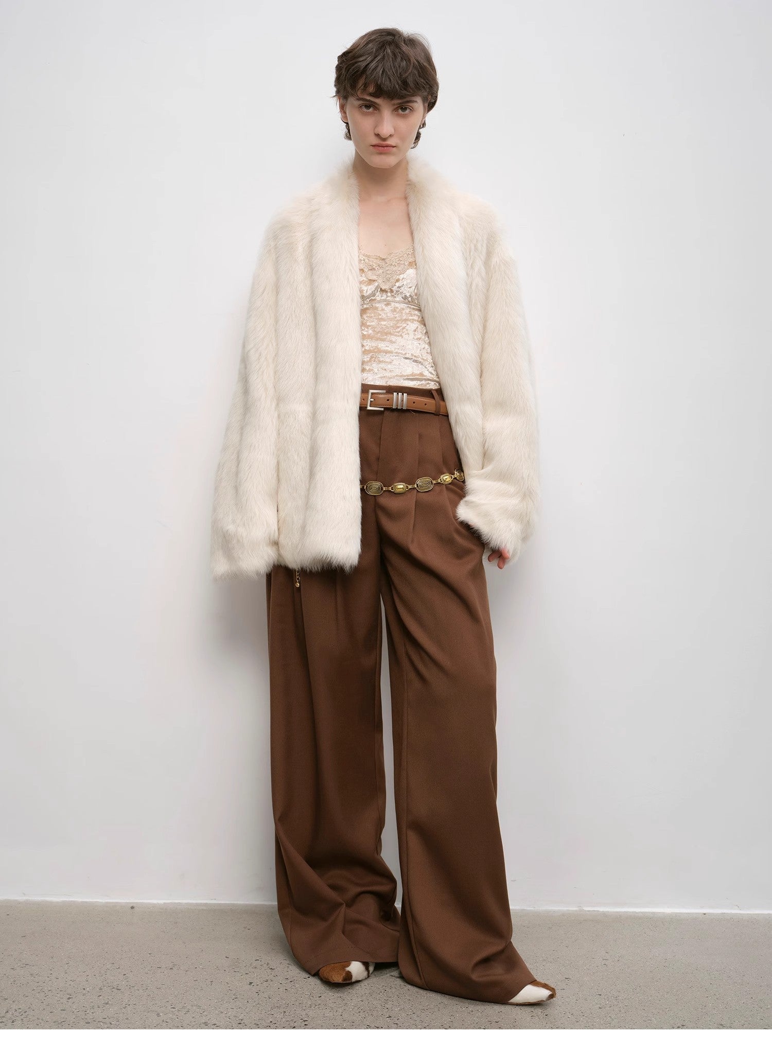 "Winter Love Island" Long Hanging Straight Collar Tuscan Fur Coat