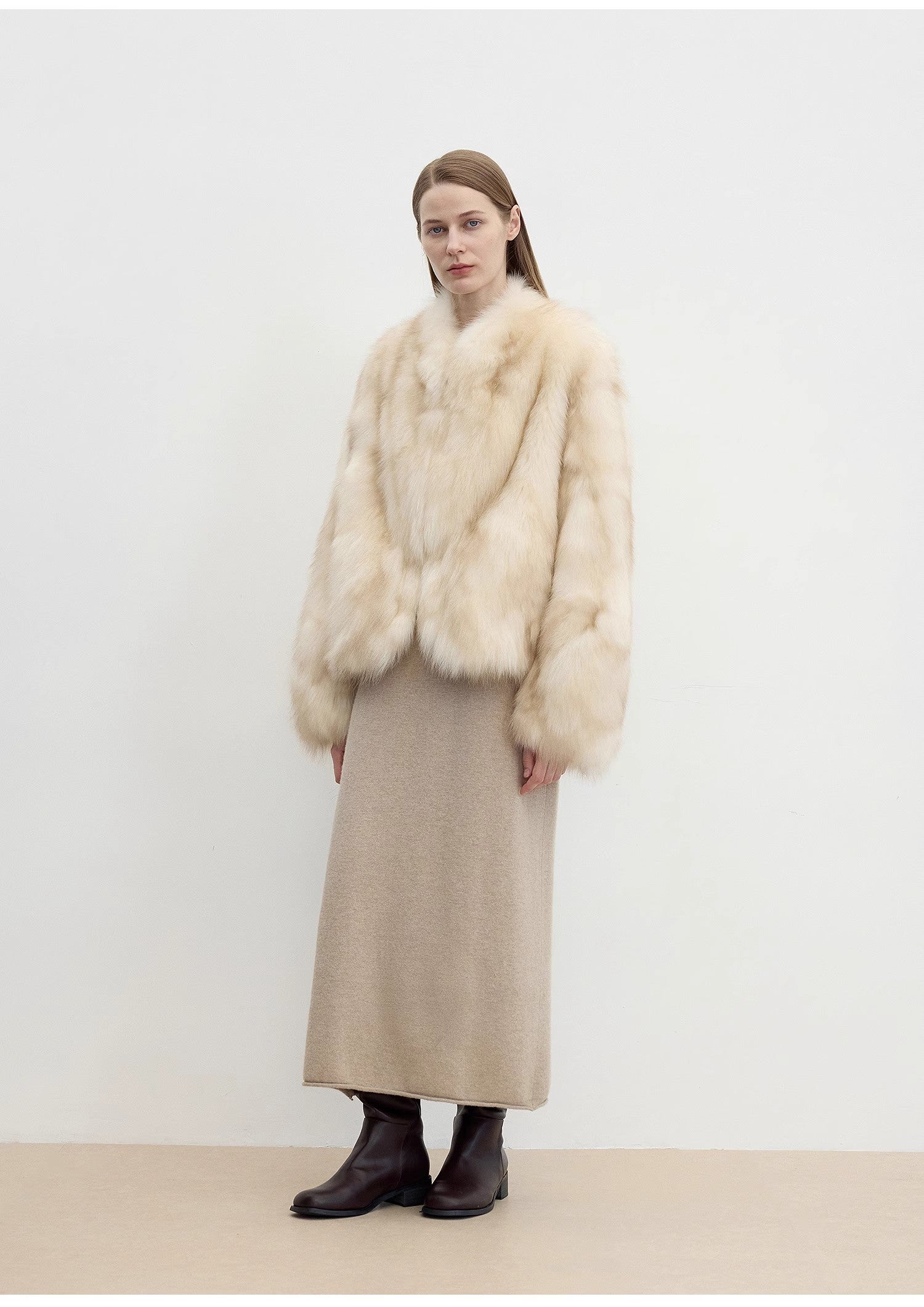"Monet's Garden" Fox Fur V-Neck Jacket