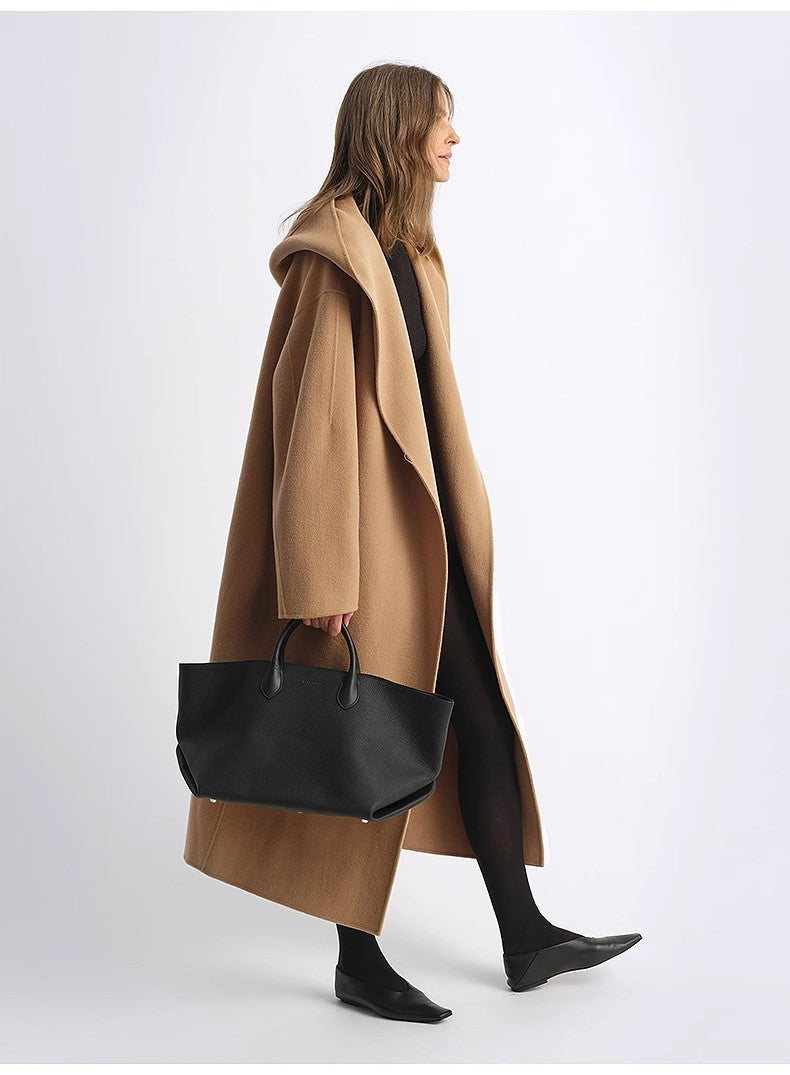 "Magic World" Hooded Cashmere Australian Wool Double-Faced Wool Coat