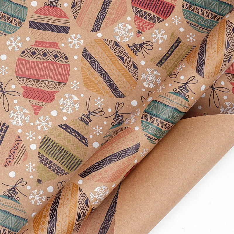 16 Different Assorted Styles Holiday Christmas Wrapping Paper Roll – Vintage Kraft Paper with Santa, Snowflake & Reindeer Designs, Gift Wrap for Kids & Adults