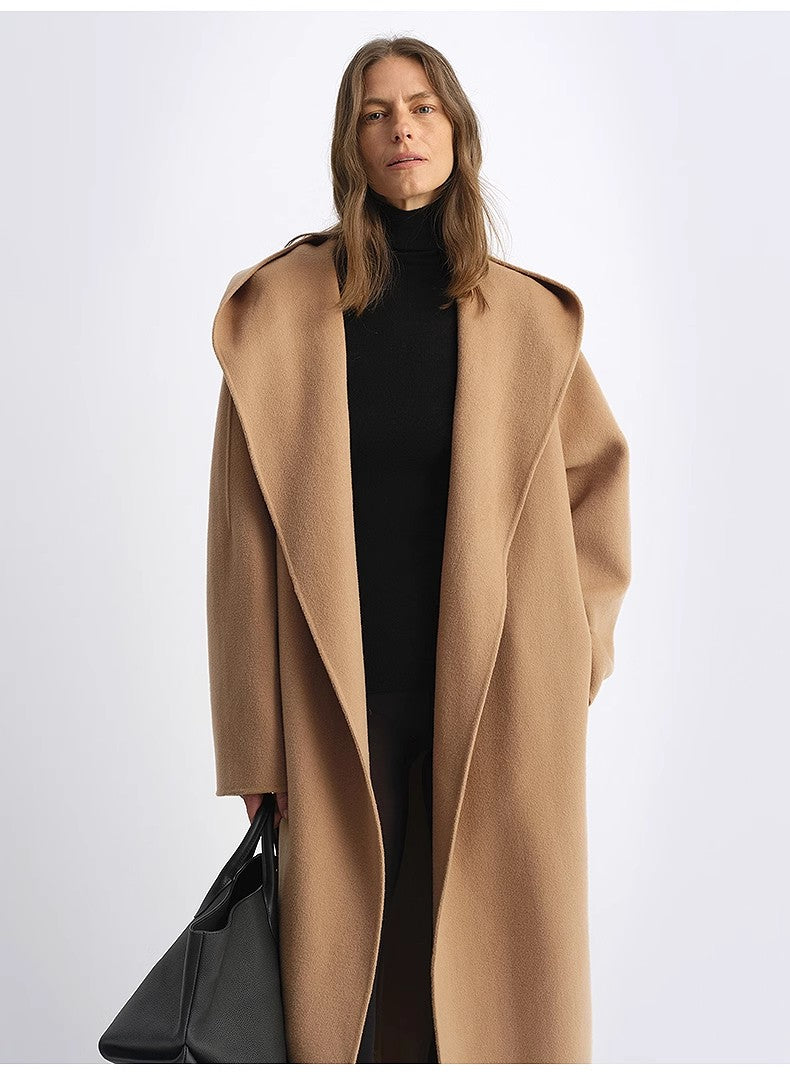 "Magic World" Hooded Cashmere Australian Wool Double-Faced Wool Coat