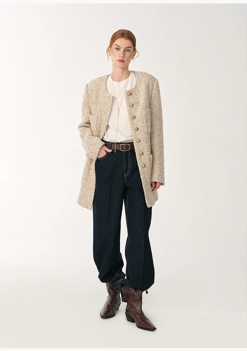 Heavy Wool Tweed Slim Jacket