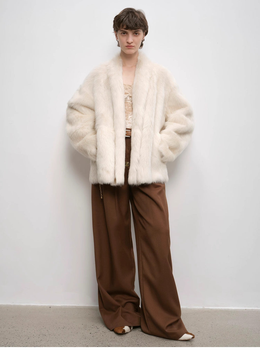 "Winter Love Island" Long Hanging Straight Collar Tuscan Fur Coat