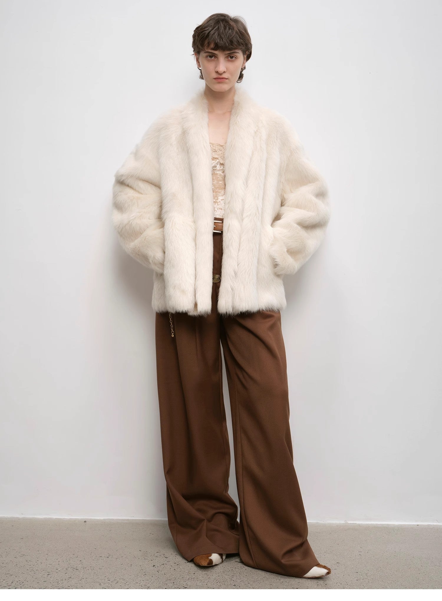 "Winter Love Island" Long Hanging Straight Collar Tuscan Fur Coat