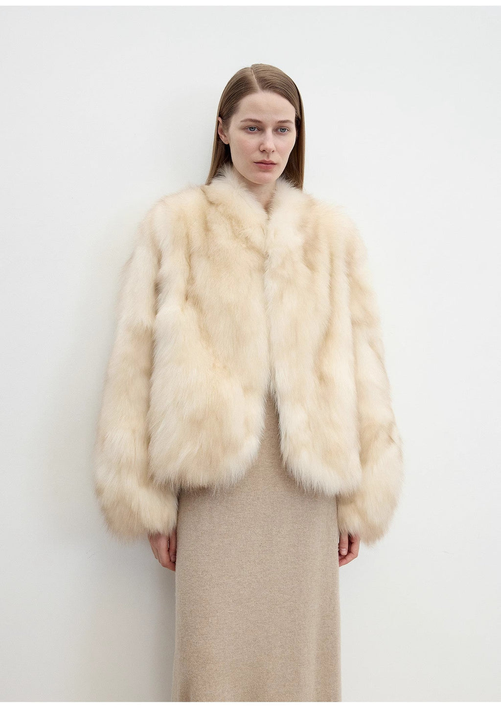 "Monet's Garden" Fox Fur V-Neck Jacket
