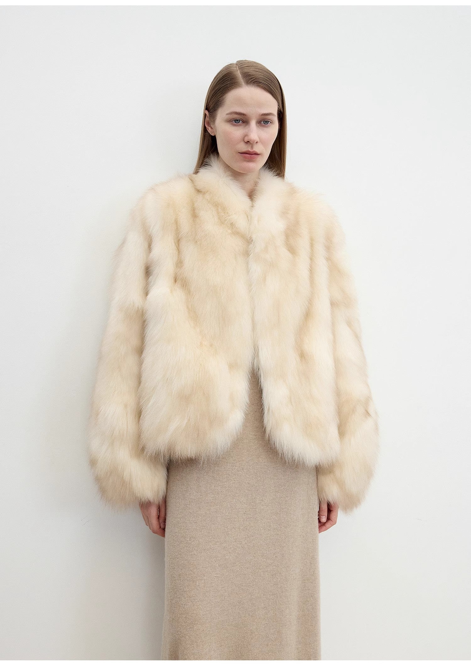 "Monet's Garden" Fox Fur V-Neck Jacket