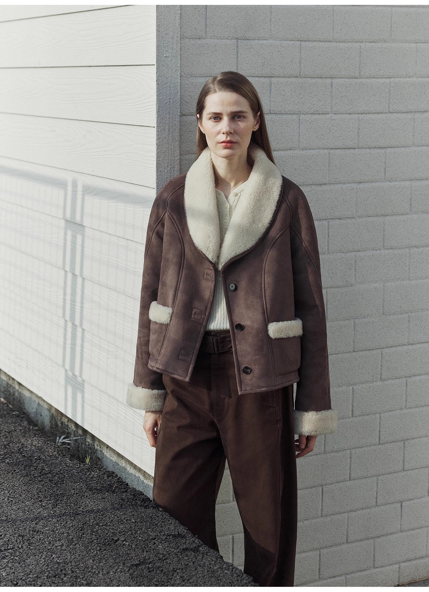 "Pure Era" Lamb Collar Wool Fur Coat