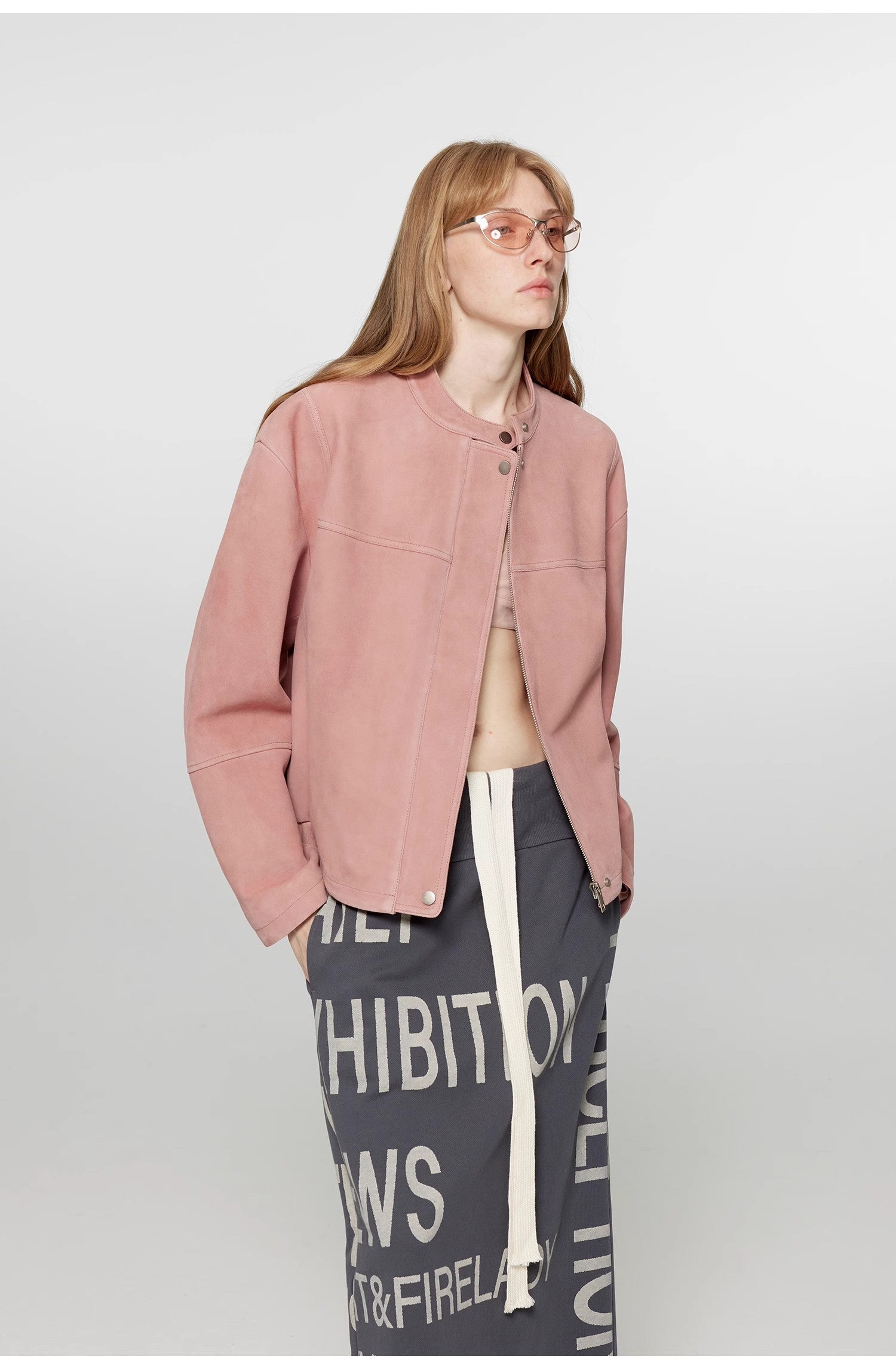 “Sweet Cherry Party” Pink Suede Lambskin Leather Jacket