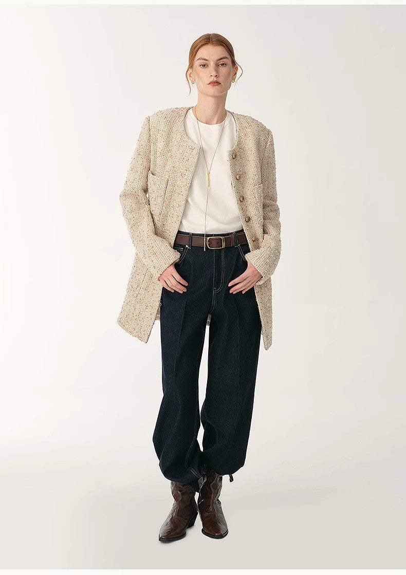 Heavy Wool Tweed Slim Jacket