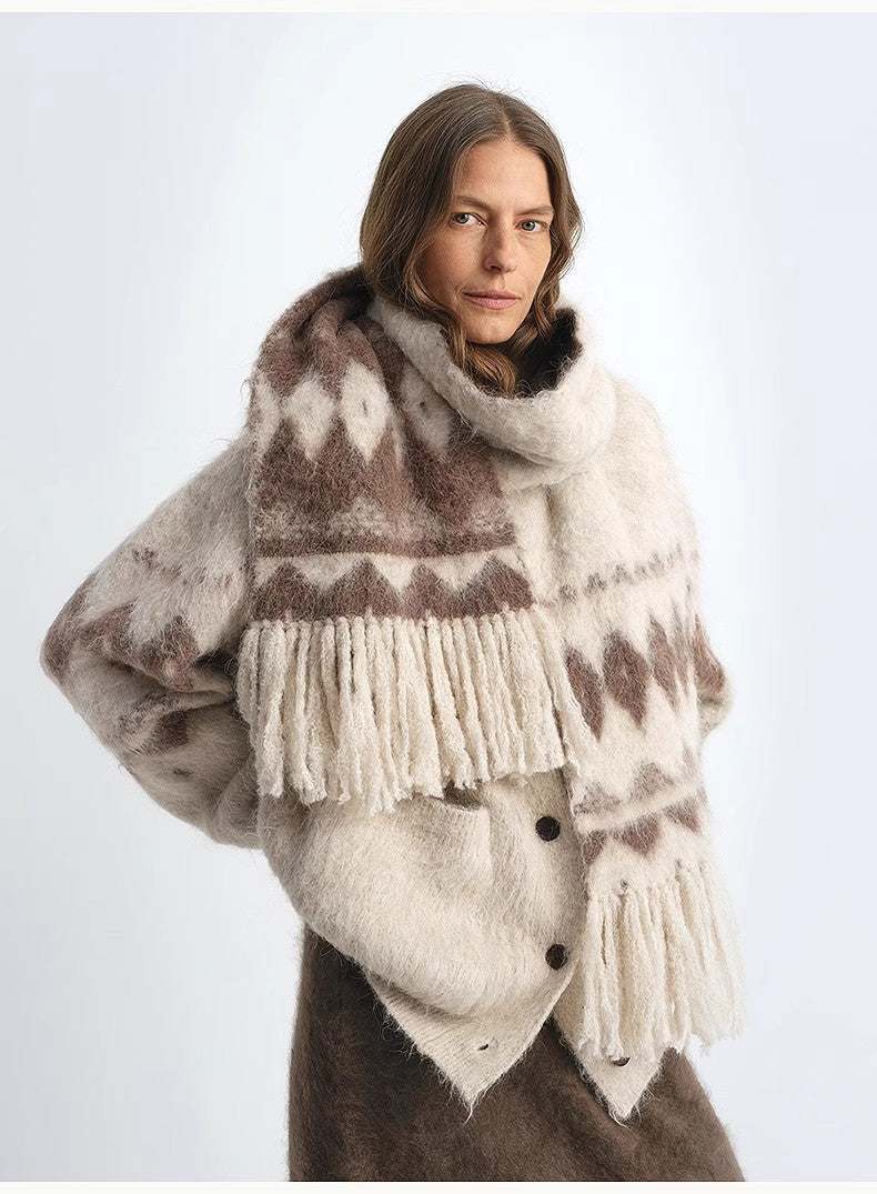 Nepalese Alpaca Wool Tassel Scarf