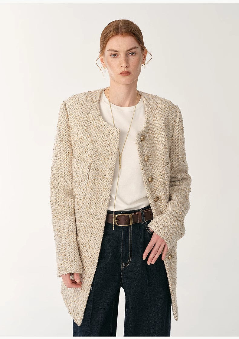 Heavy Wool Tweed Slim Jacket