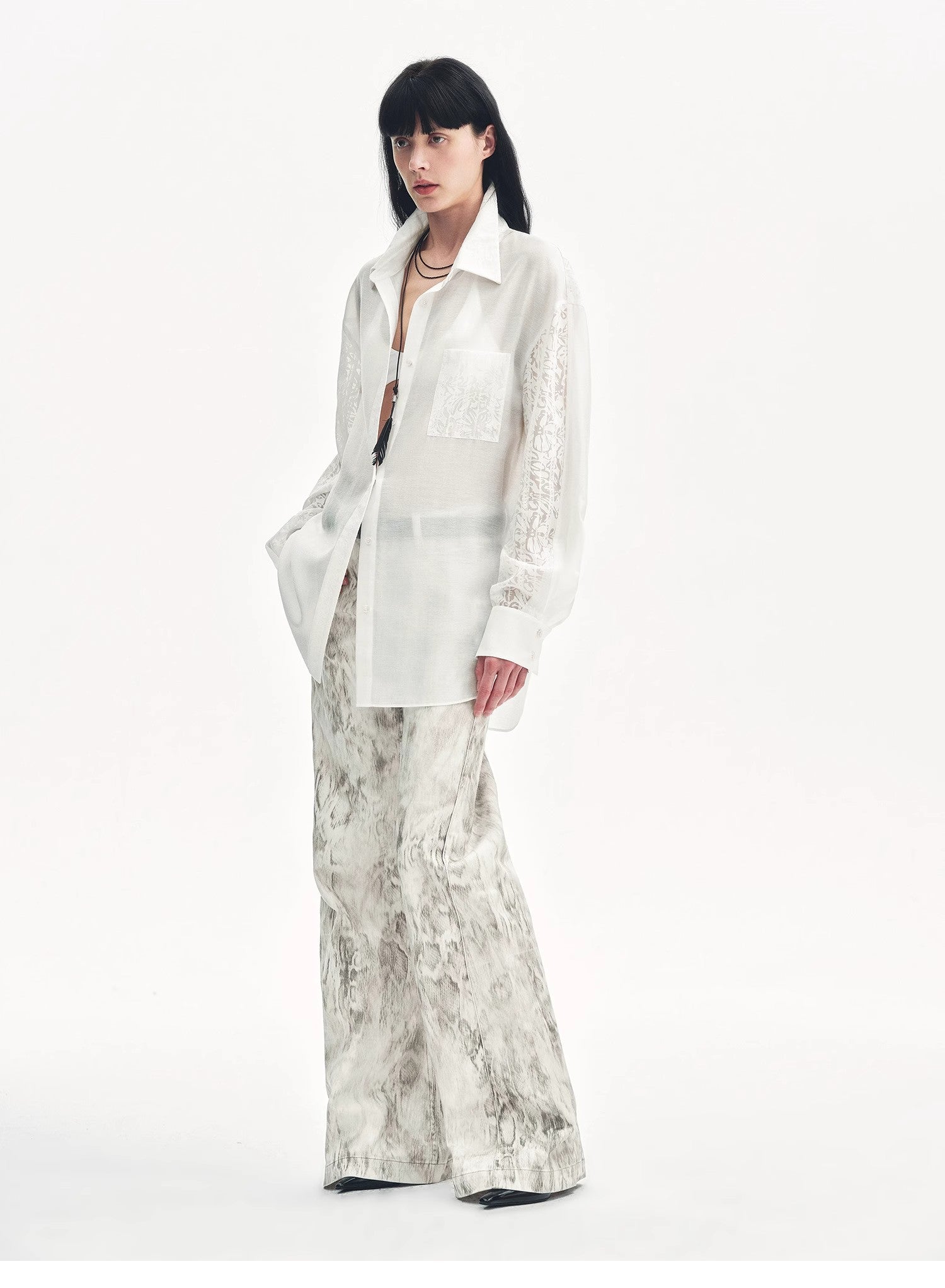 "Phantom" Snake Print Flared Denim