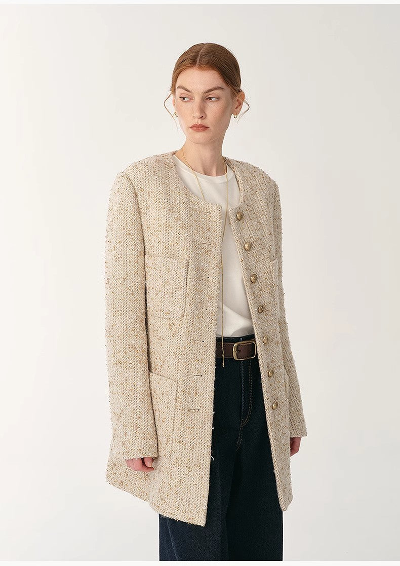 Heavy Wool Tweed Slim Jacket