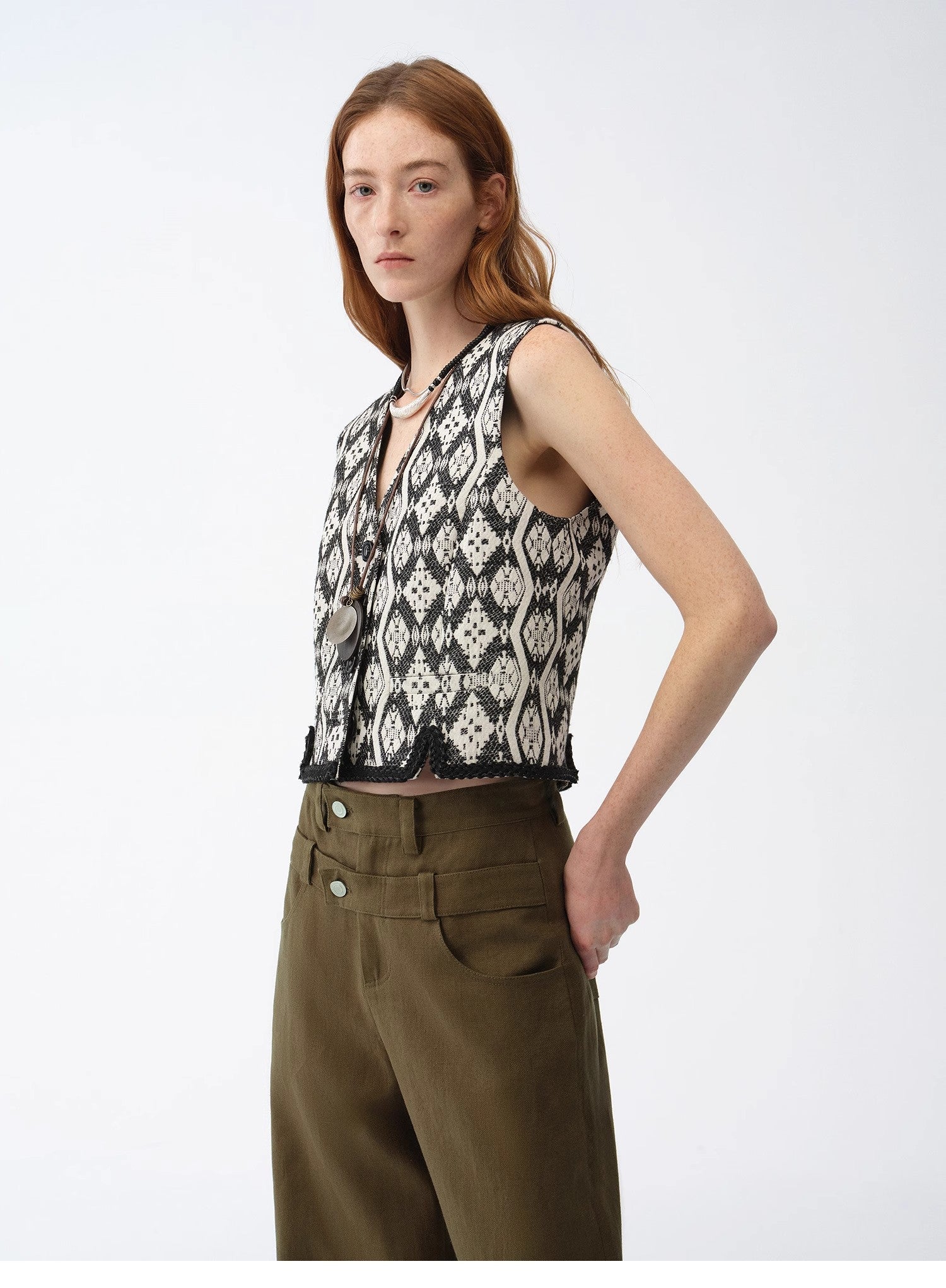 “Venice” Jacquard V-Neck Vest