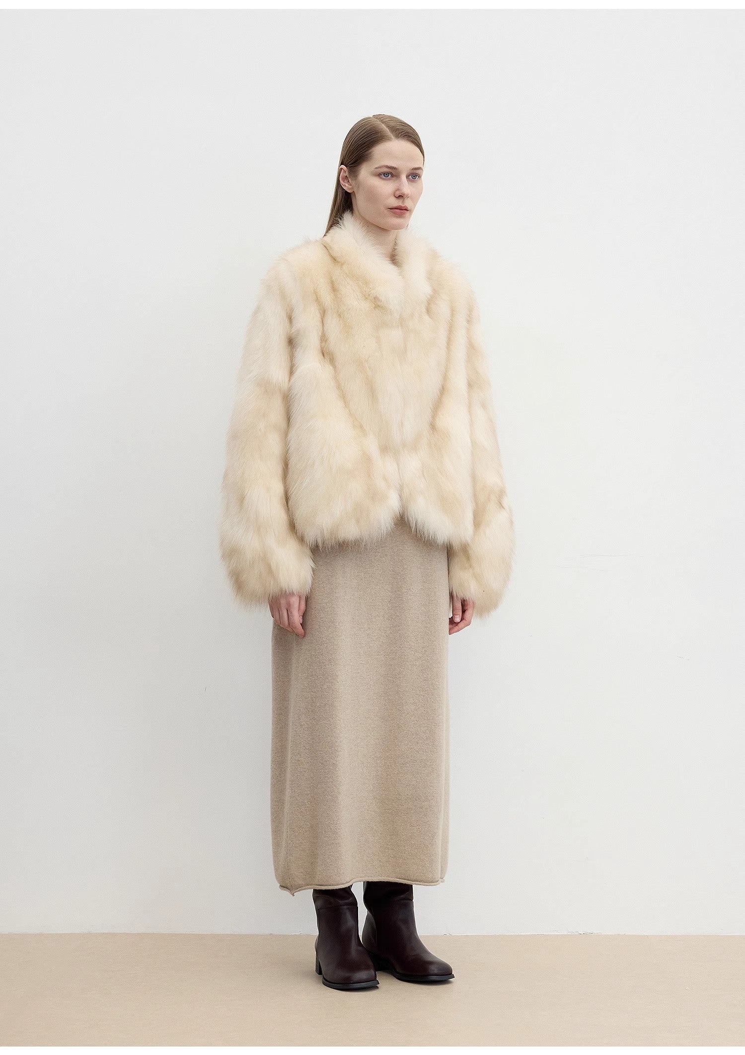 "Monet's Garden" Fox Fur V-Neck Jacket