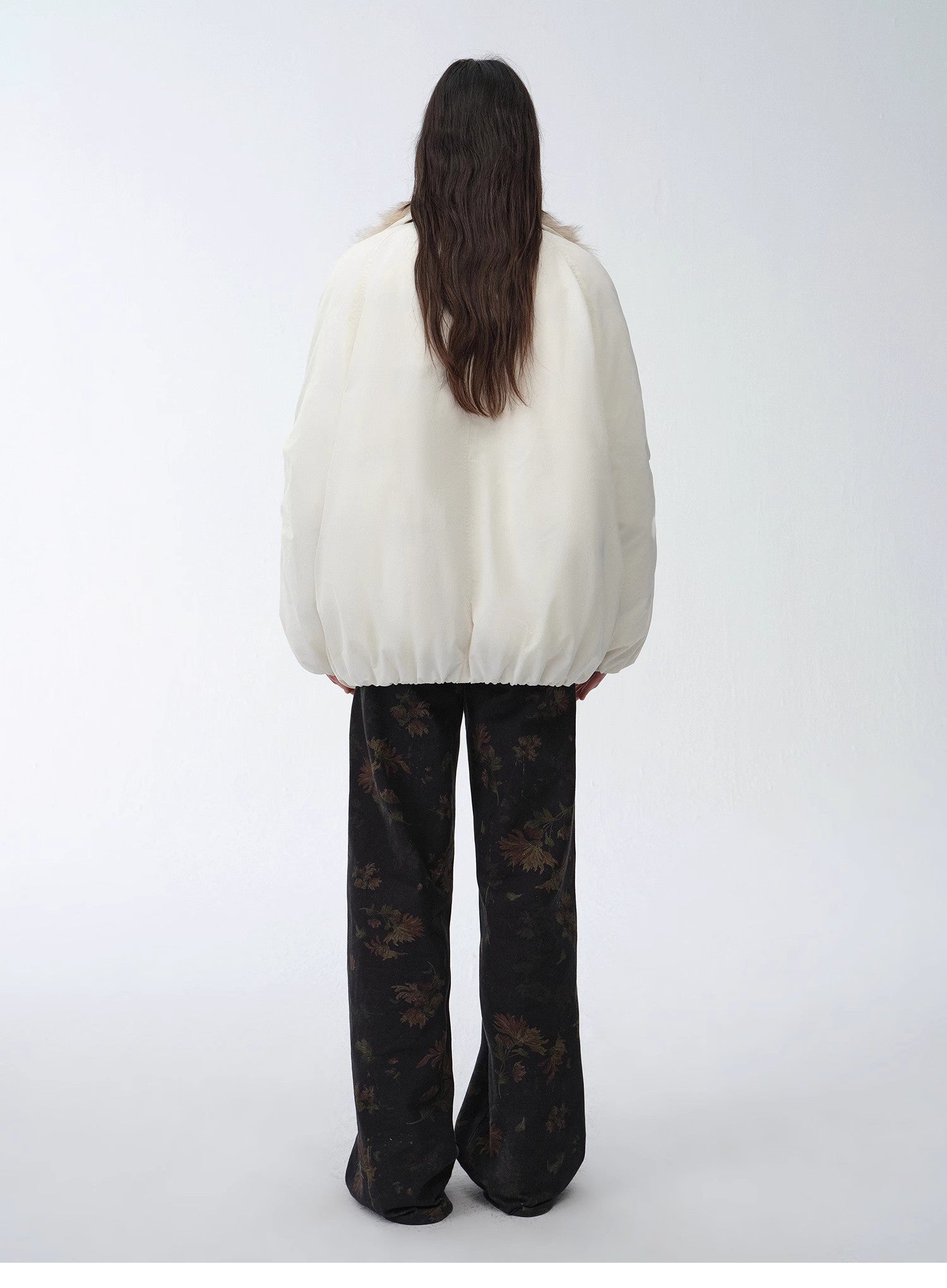 "Warm Dialogue" Two-Tone Fox Fur Collar Detachable Mid-Length Down Parka