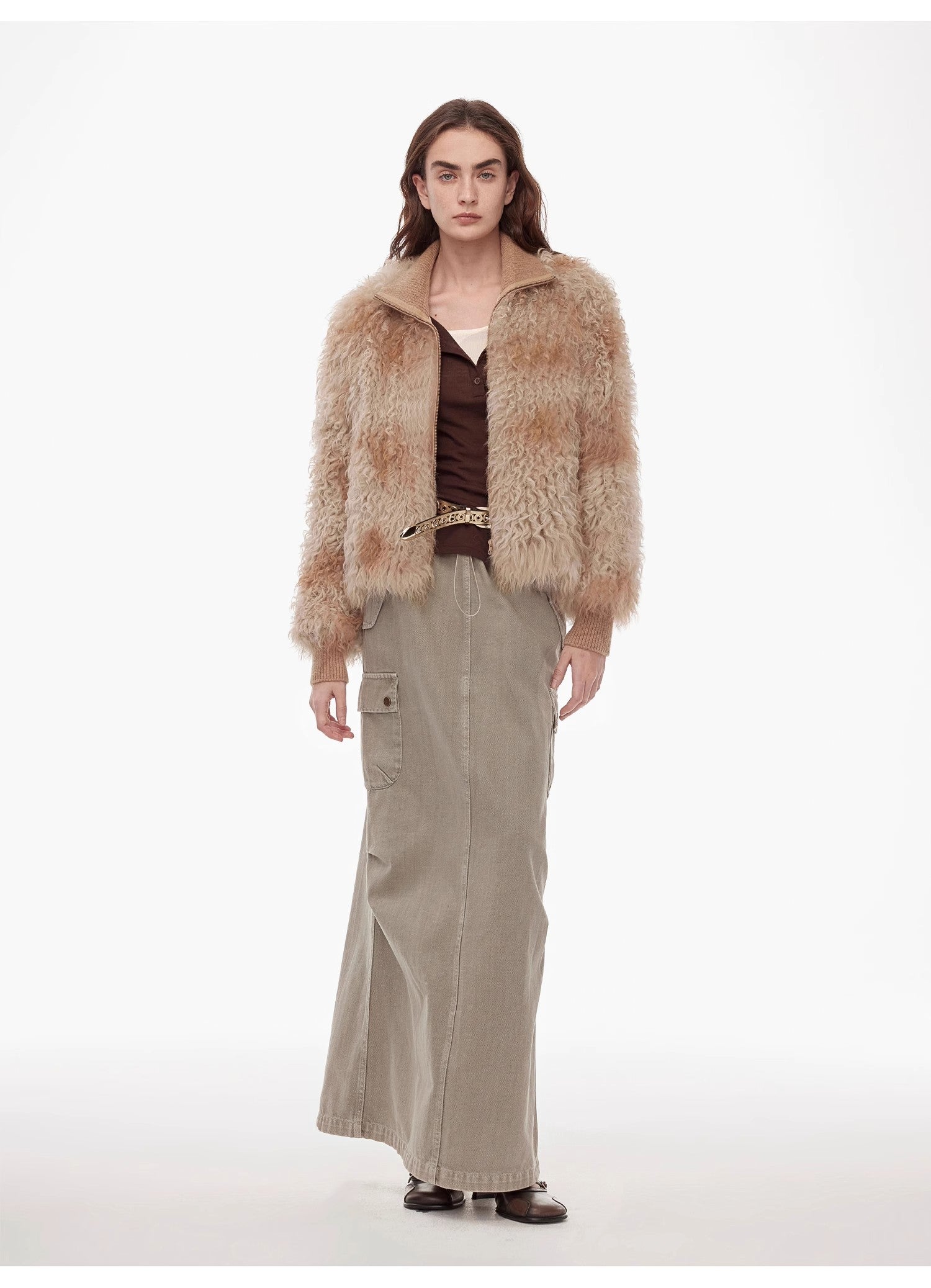 "Dune Fantasy" Drawstring Maxi Denim Skirt