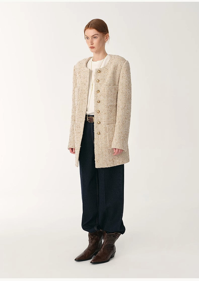 Heavy Wool Tweed Slim Jacket