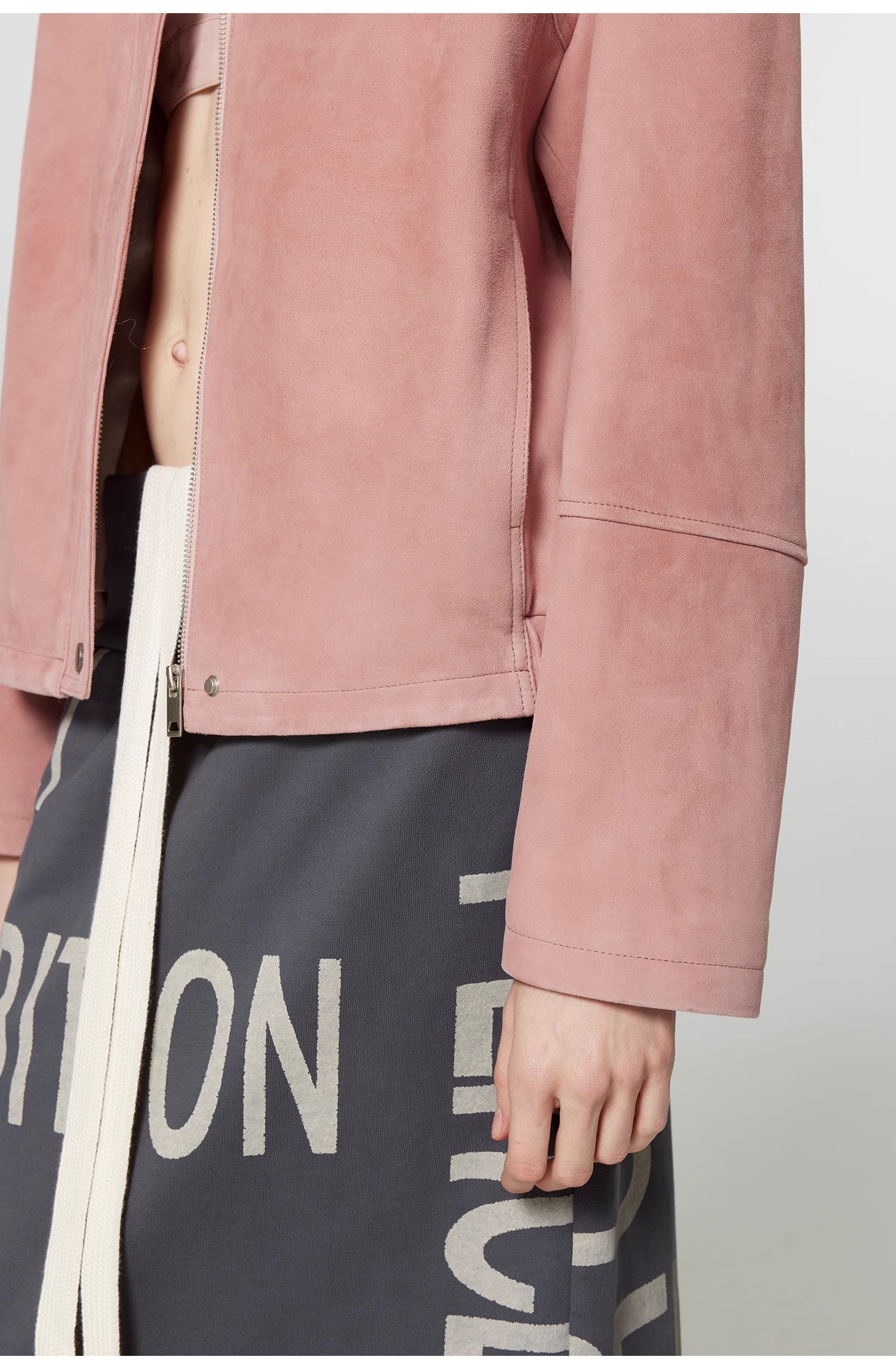 “Sweet Cherry Party” Pink Suede Lambskin Leather Jacket