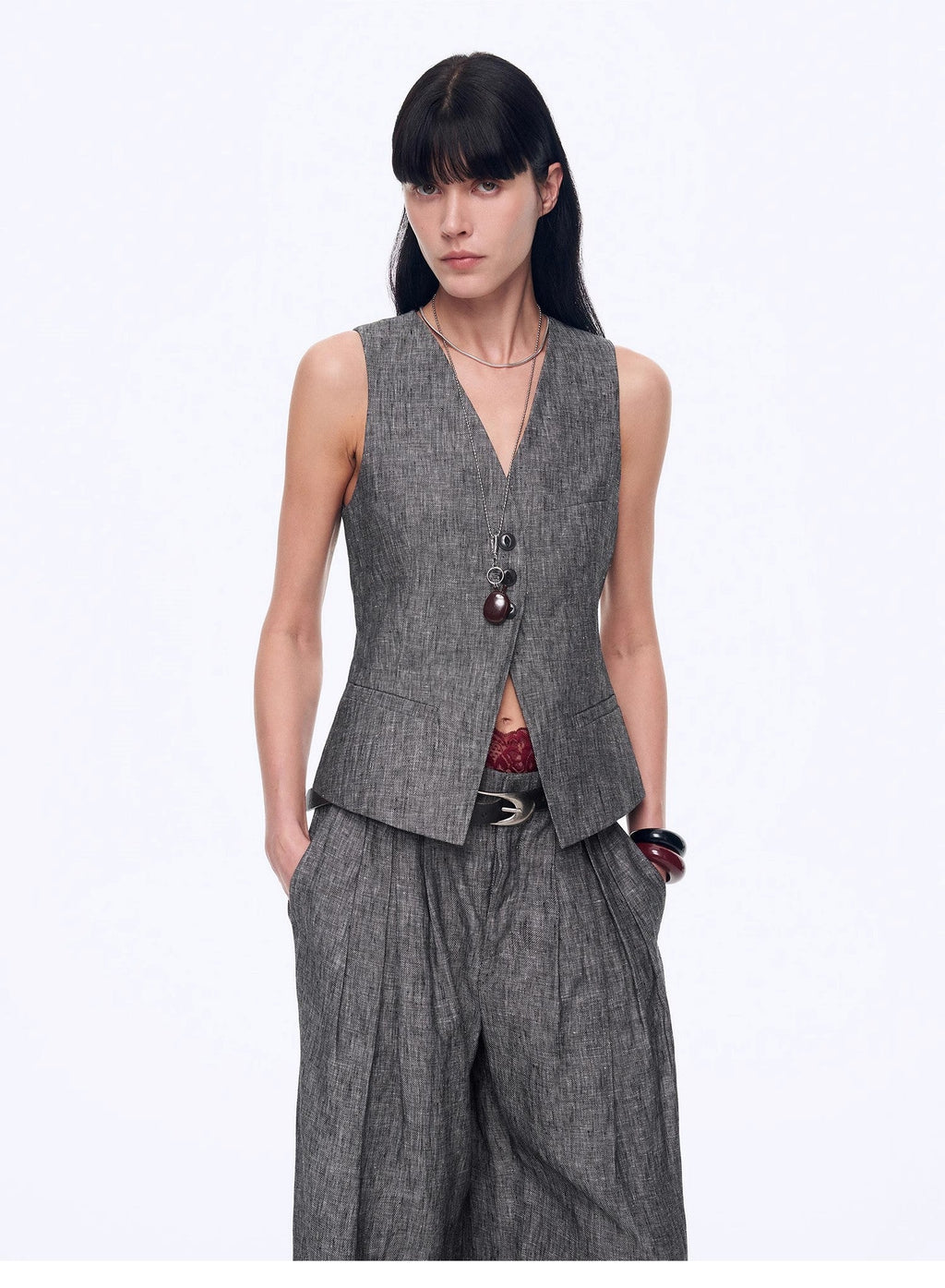 "Old Money" Linen Draped Vest and Trousers Suit