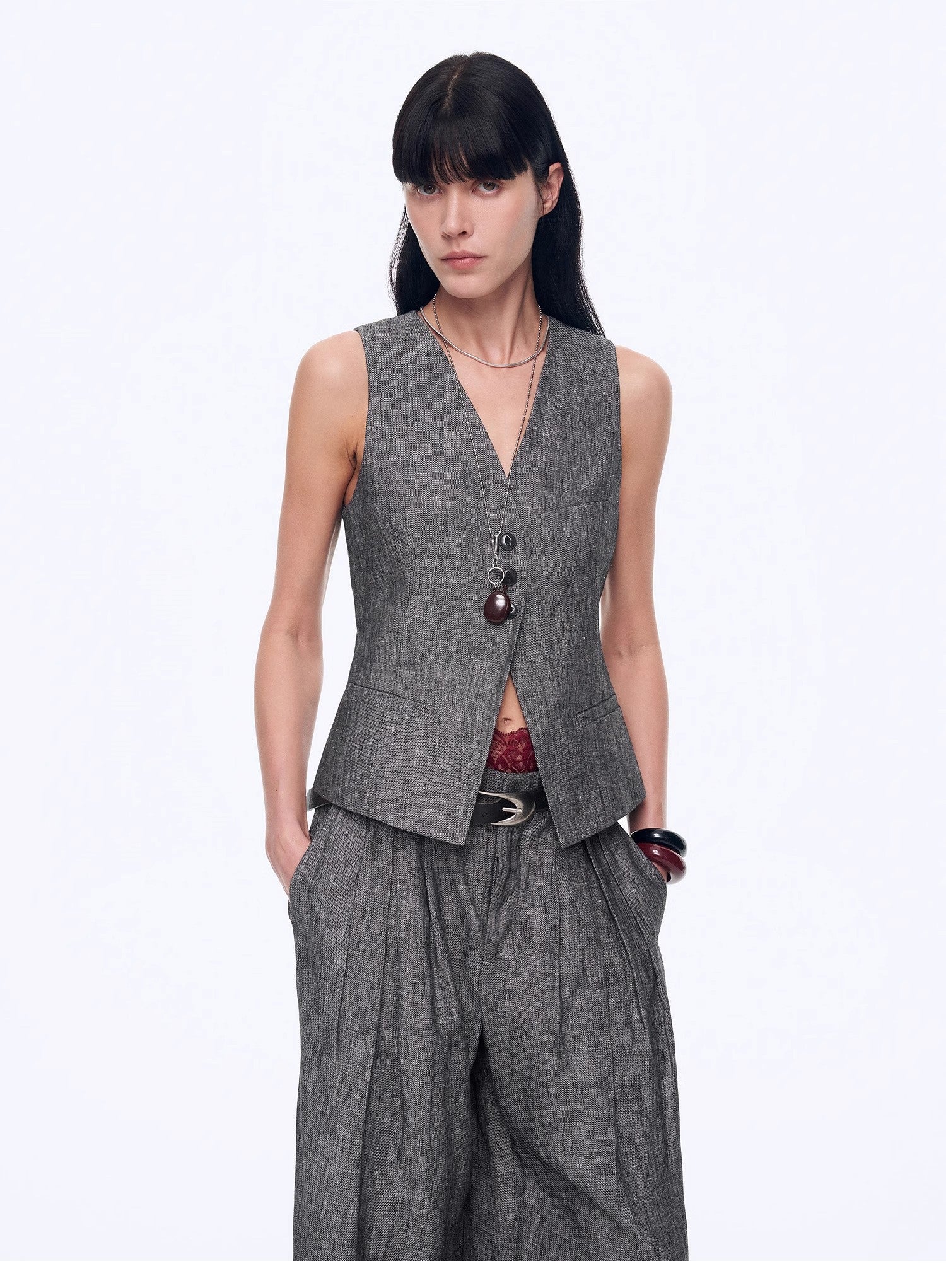 "Old Money" Linen Draped Vest and Trousers Suit